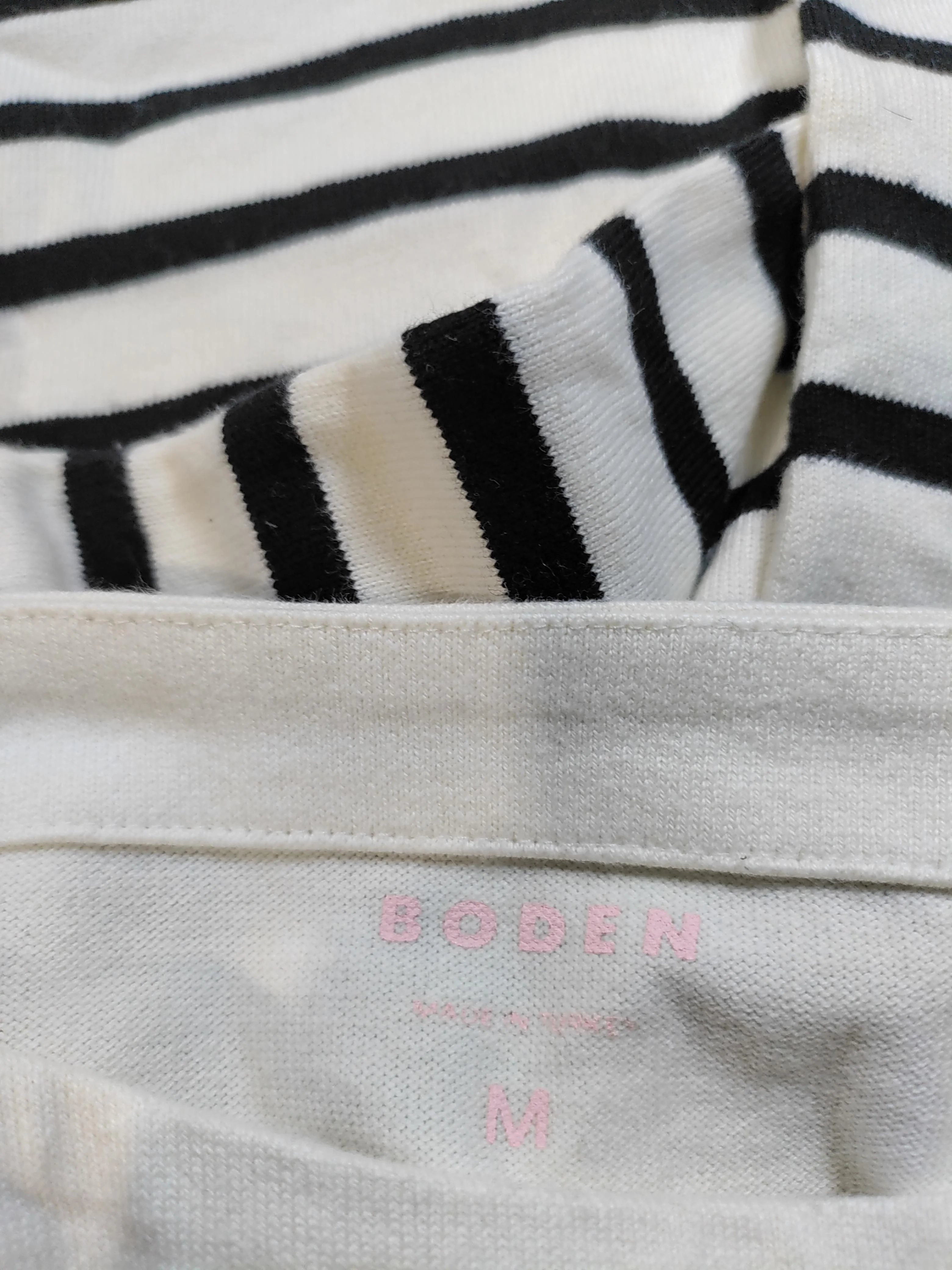 Boden Women's Top M Cream Striped 100% Cotton Short Sleeve Round Neck Jersey - Image 8