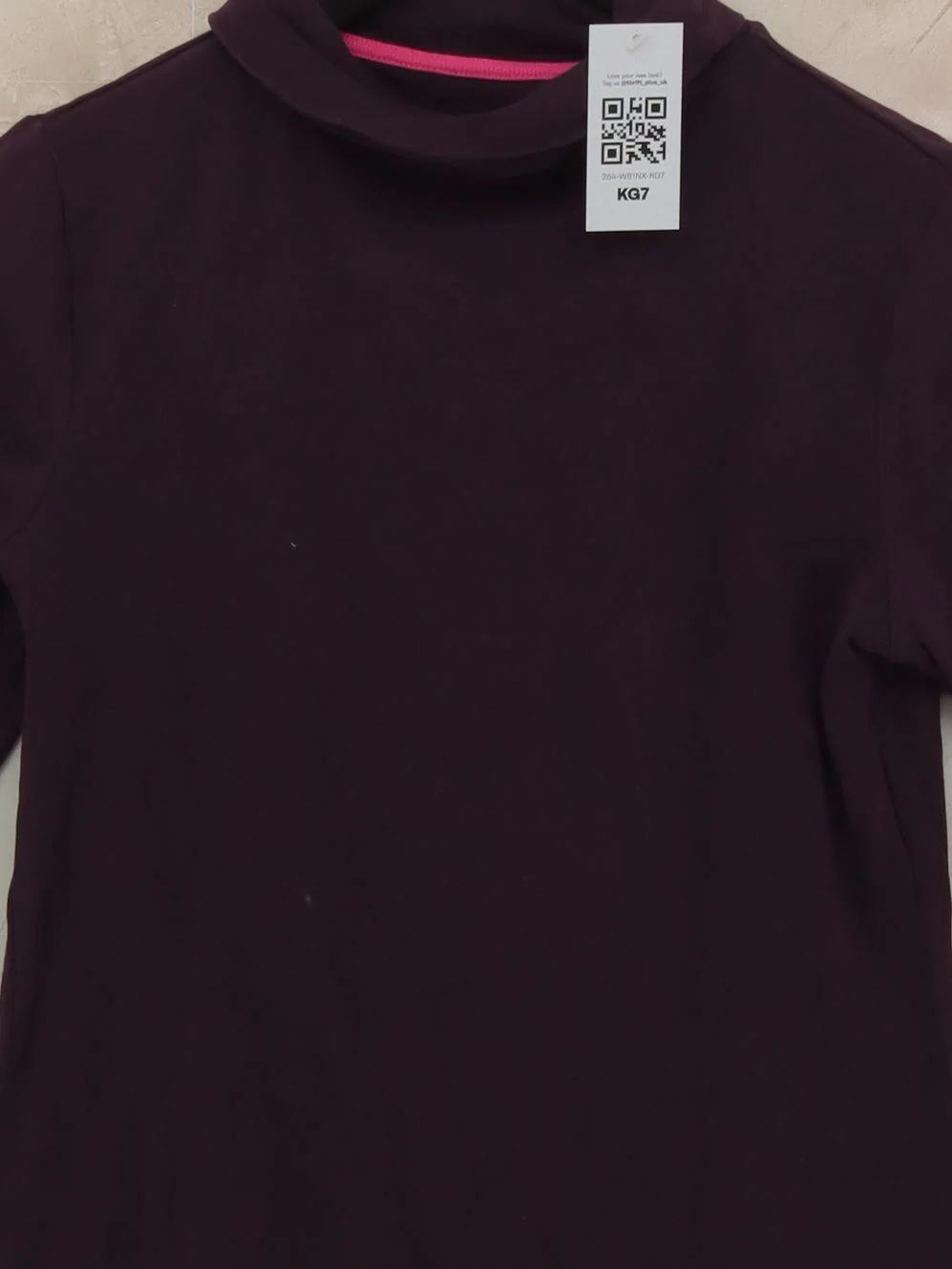 Boden Women's Top M Purple Cotton with Elastane Long Sleeve High Neck Basic - Image 3