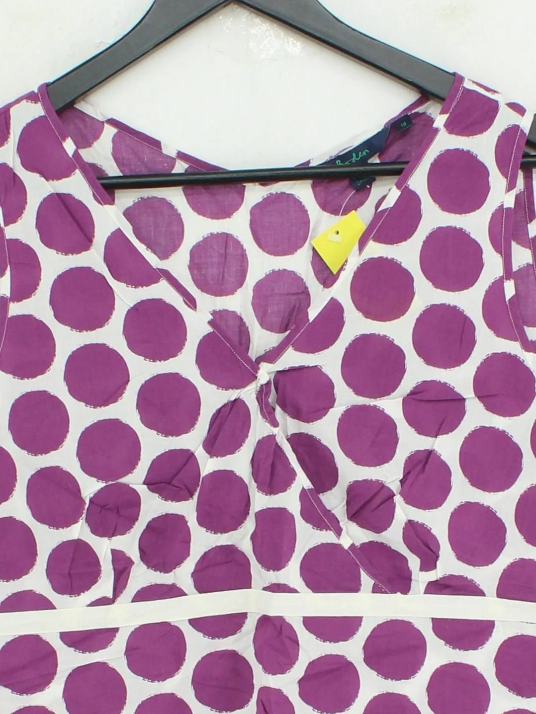Boden Women's Top UK 18 Purple Polkadot 100% Cotton Sleeveless V-Neck Basic - Image 3