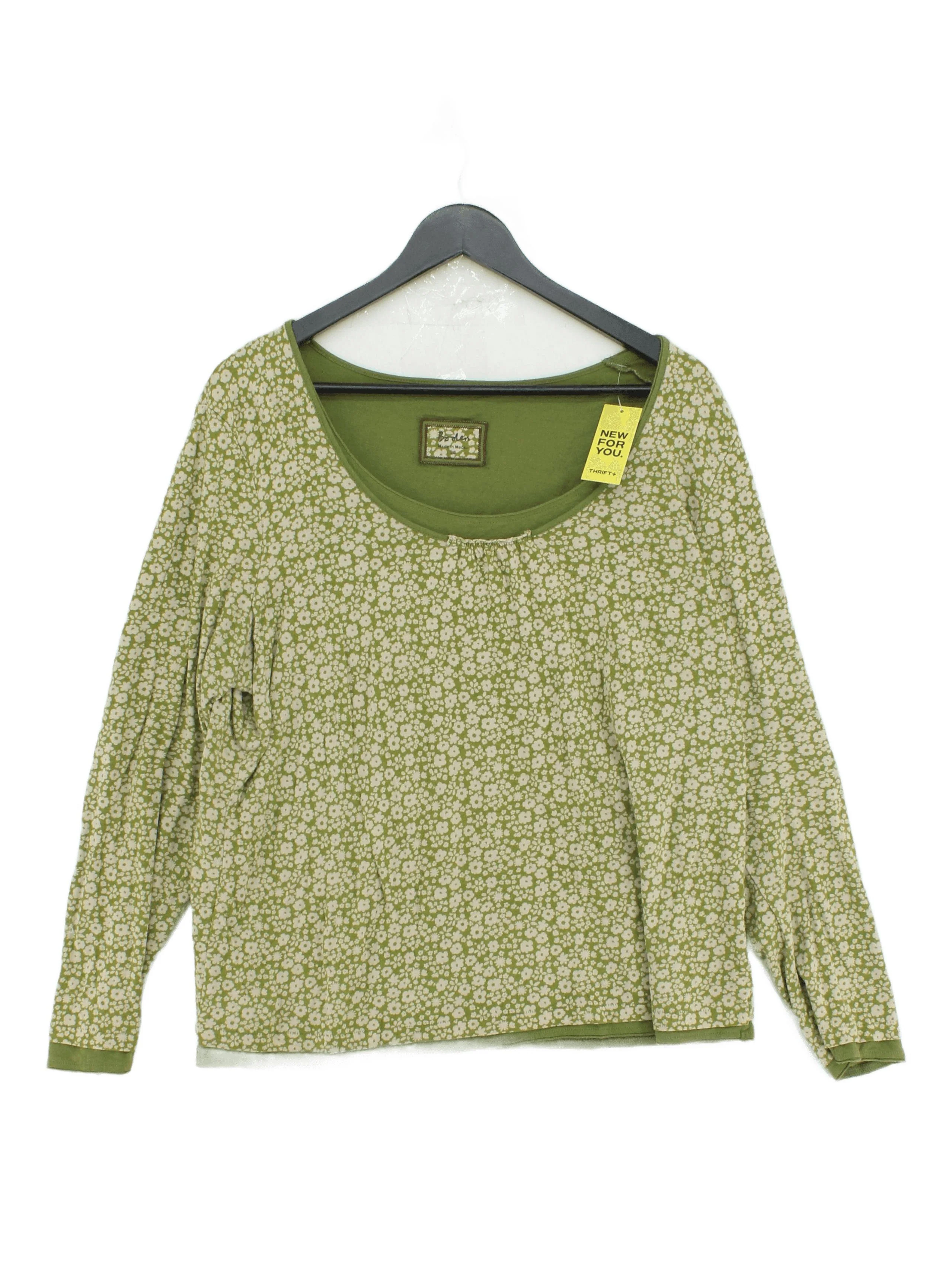 Boden Women's Top UK 20 Green Cotton with Lyocell Modal Basic