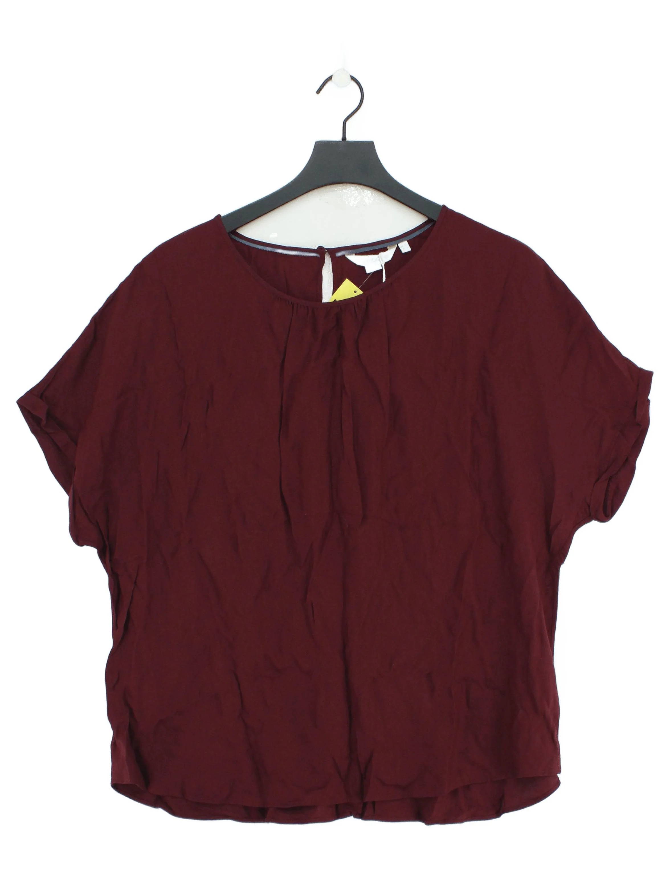 Boden Women's Top UK 22 Red Viscose with Silk Short Sleeve Round Neck Basic