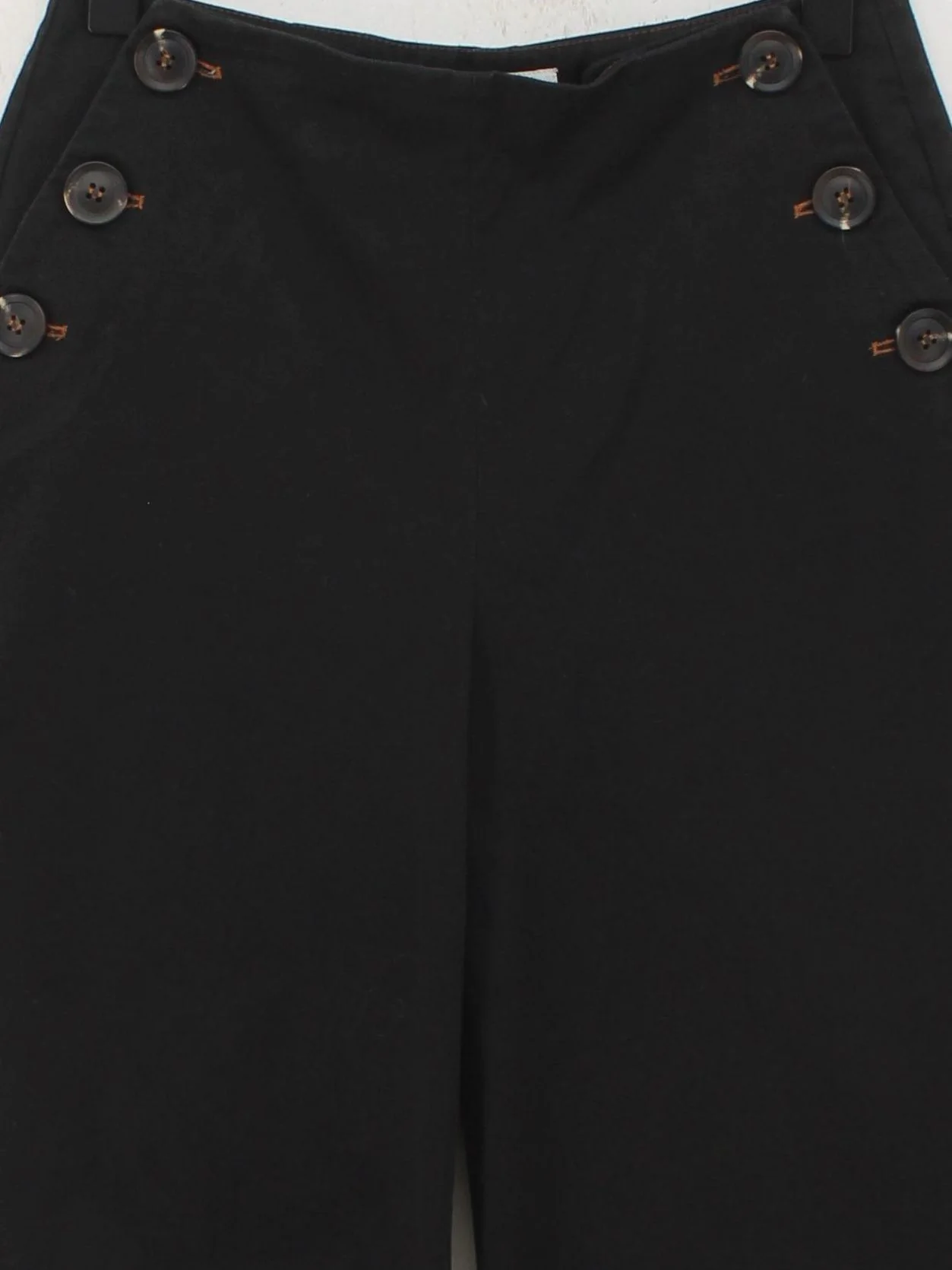 Boden Women's Trousers UK 10 Black Cotton with Elastane Wide-Leg Chino - Image 3