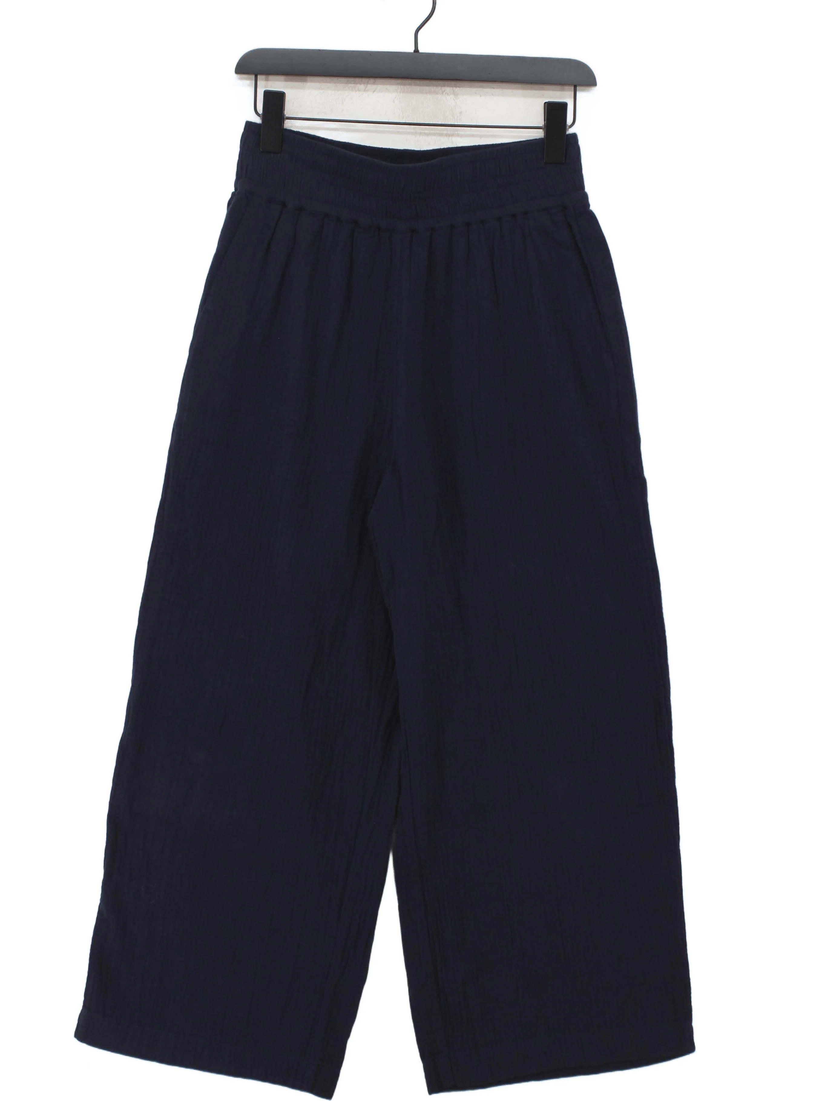 Boden Women's Trousers UK 10 Blue 100% Cotton Wide-Leg Cropped