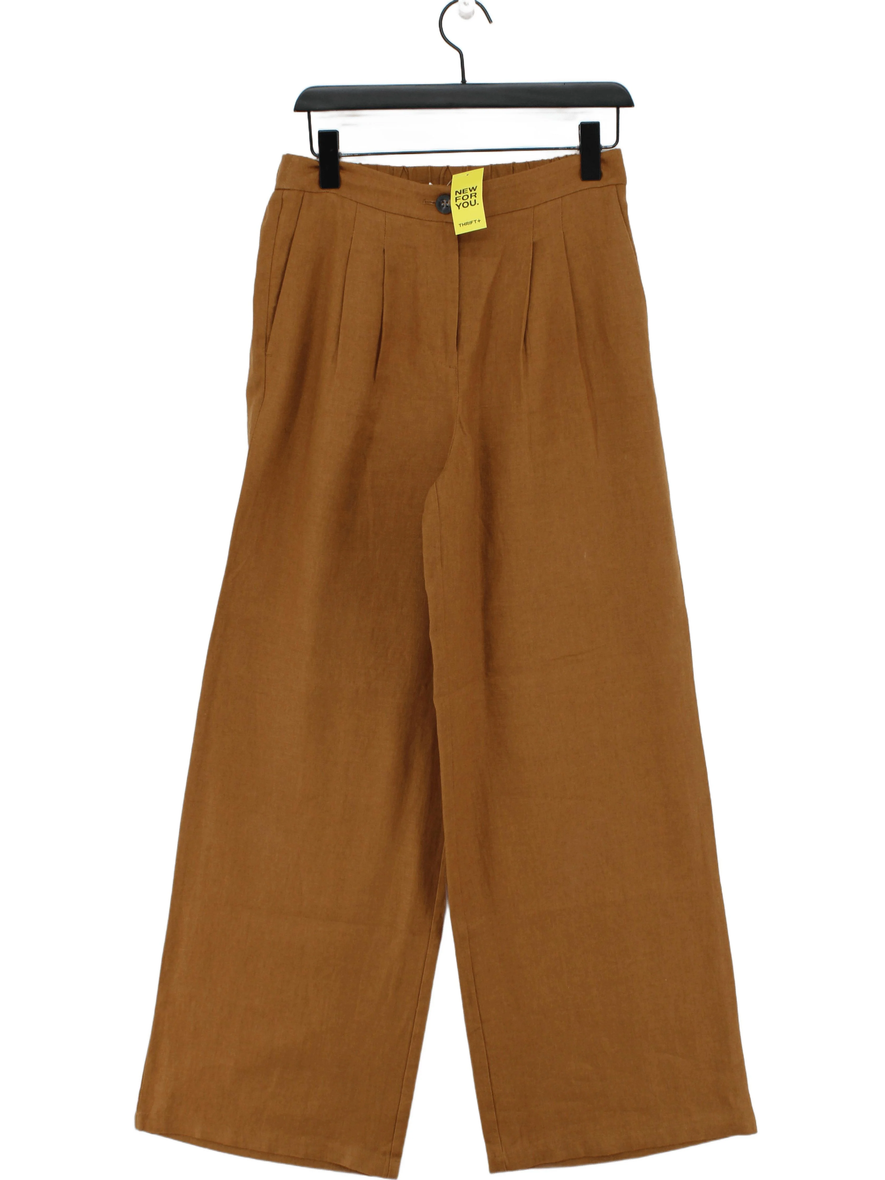 Boden Women's Trousers UK 10 Brown 100% Linen Wide-Leg Chino