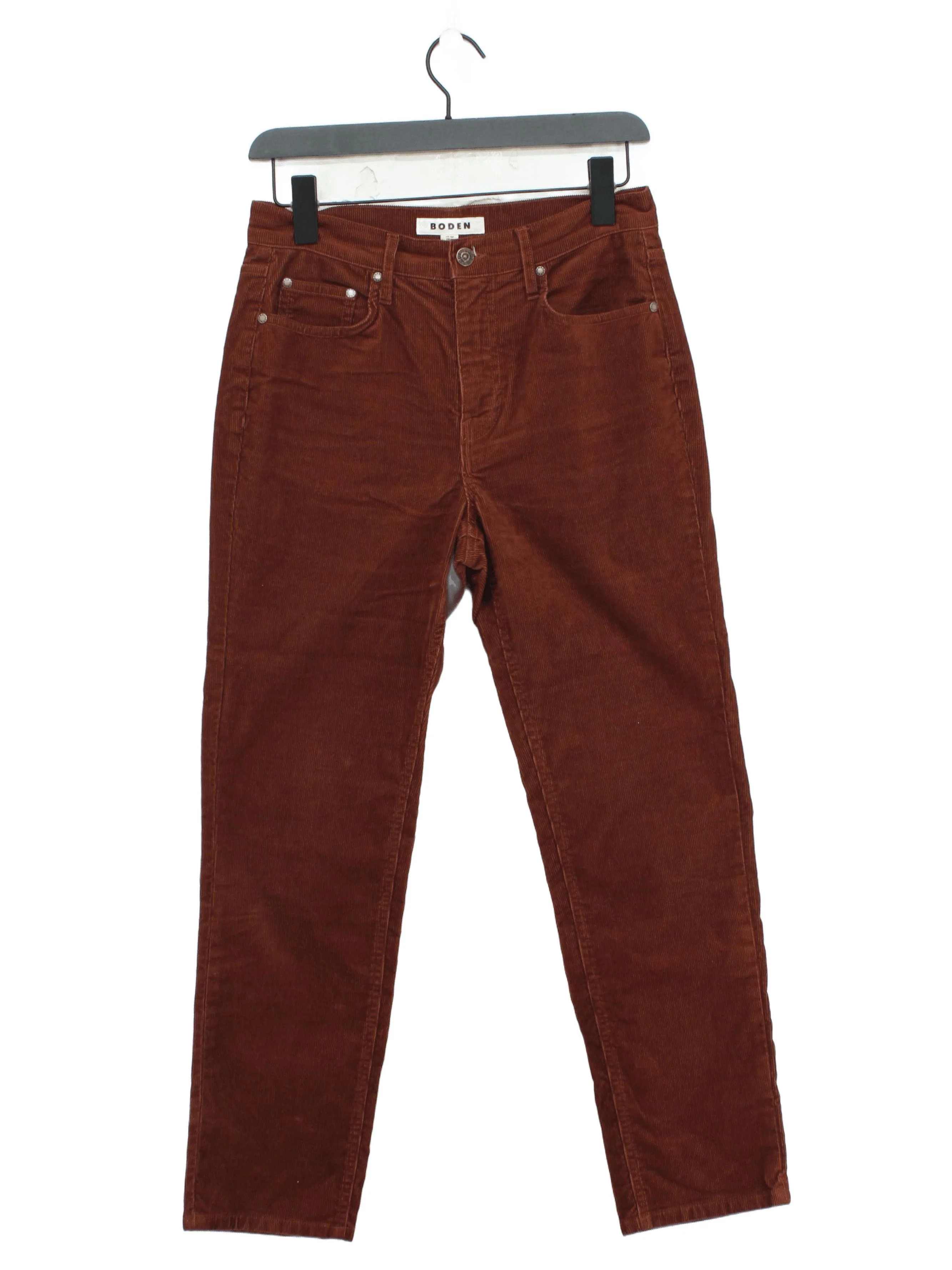 Boden Women's Trousers UK 10 Brown Cotton with Elastane Straight Chino