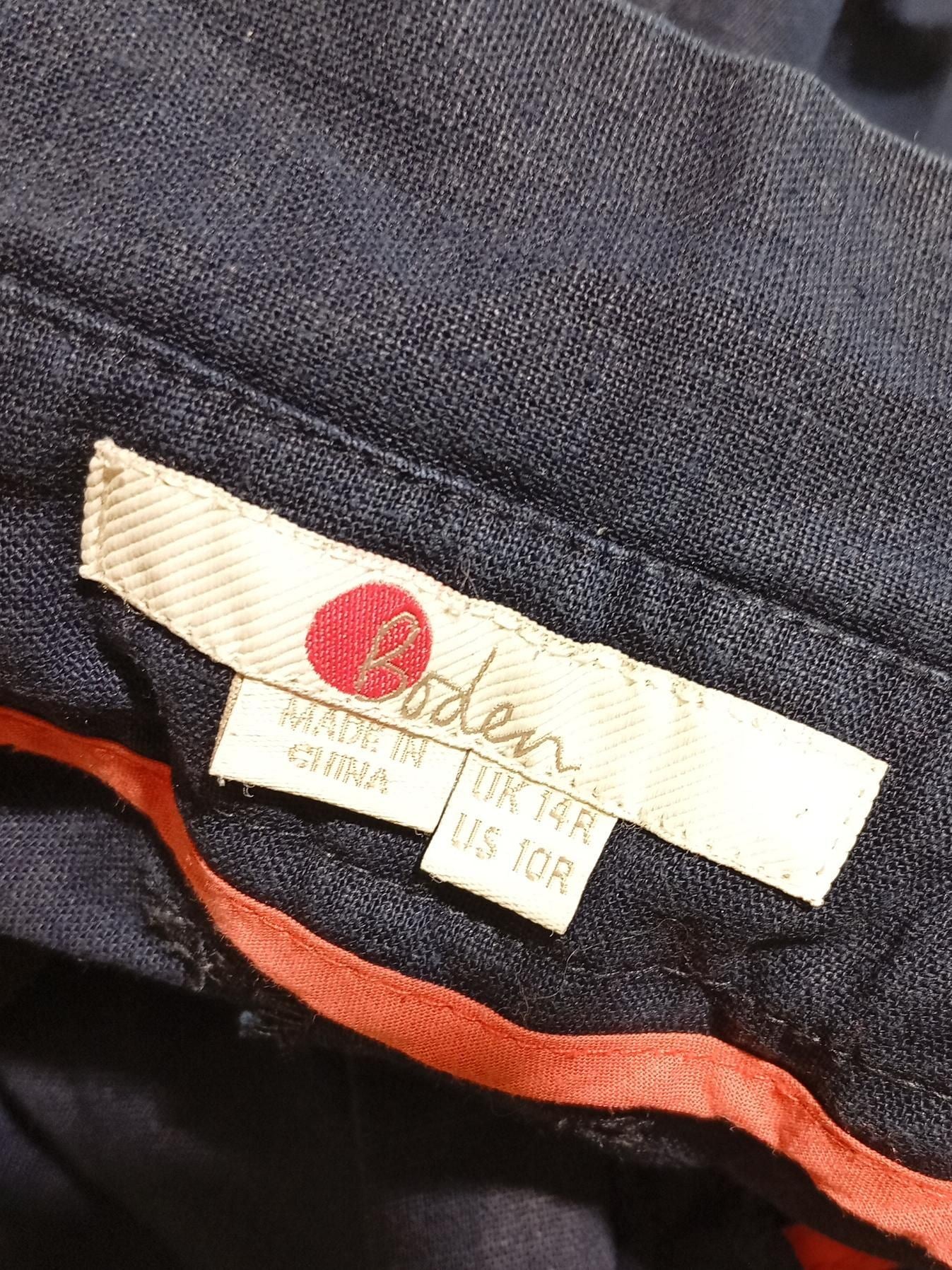 Boden Women's Trousers UK 14 Blue Linen with Cotton Wide-Leg Cropped - Image 5