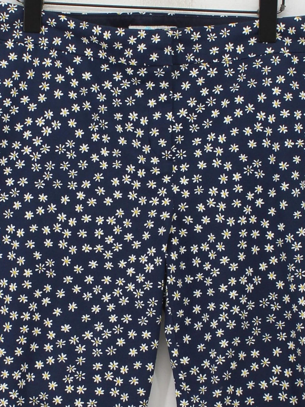 Boden Women's Trousers UK 16 Blue Floral Cotton with Elastane Straight Cropped - Image 3