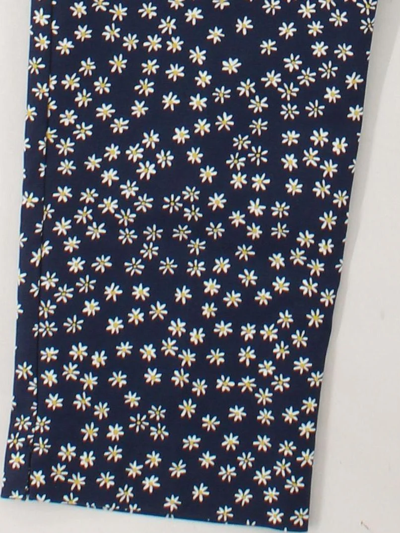 Boden Women's Trousers UK 16 Blue Floral Cotton with Elastane Straight Cropped - Image 4