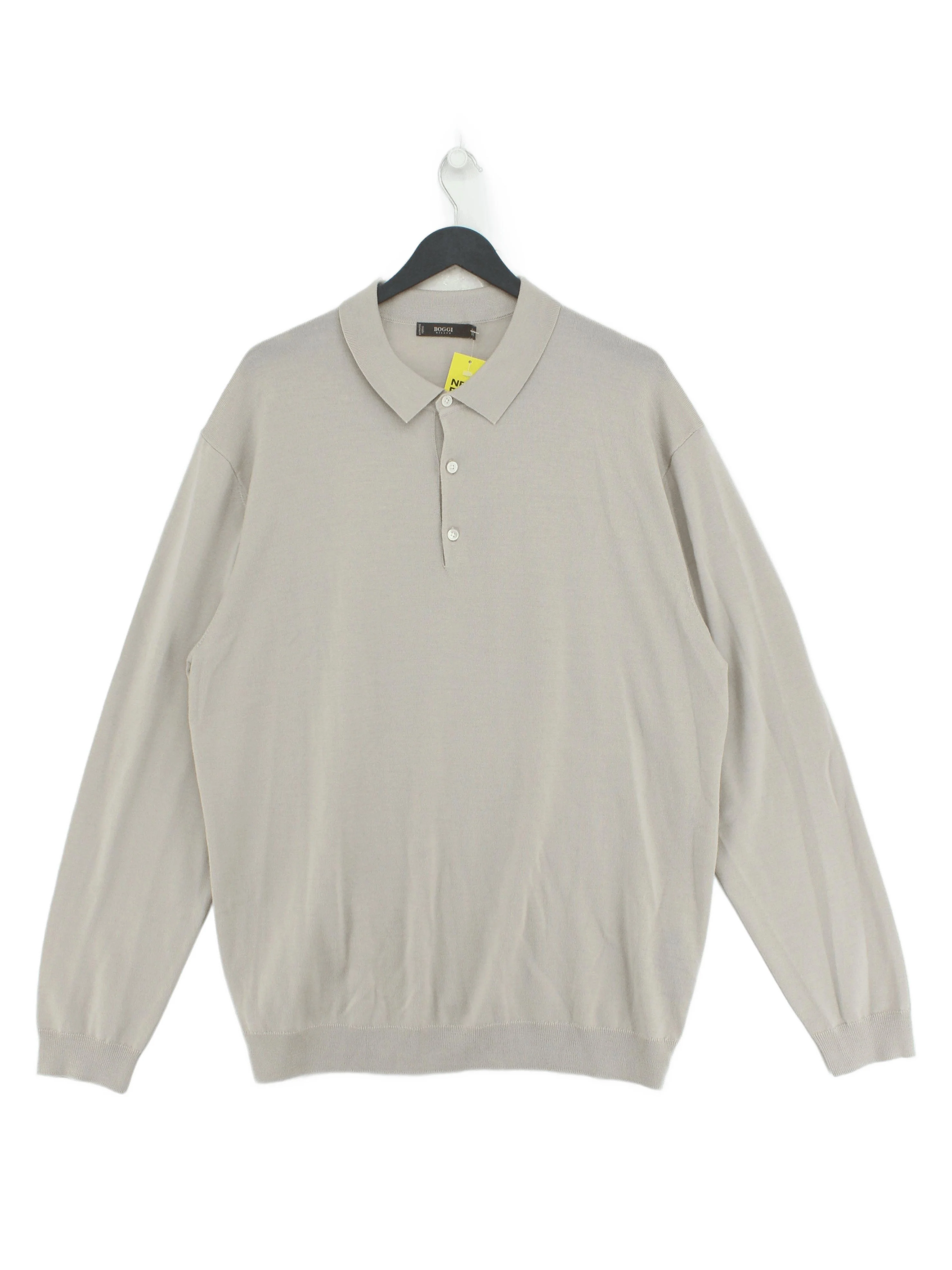 Boggi Men's Polo XXXL Grey 100% Wool Basic