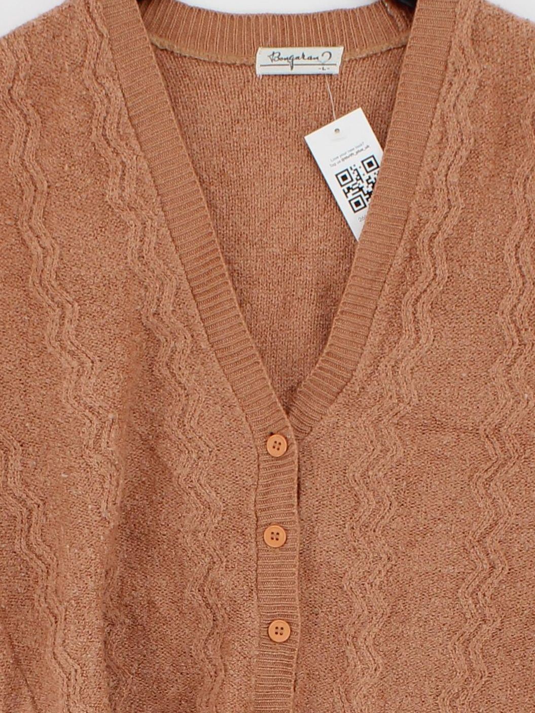 Bolongaro Women's Cardigan L Brown 100% Other V-Neck Cardigan - Image 3