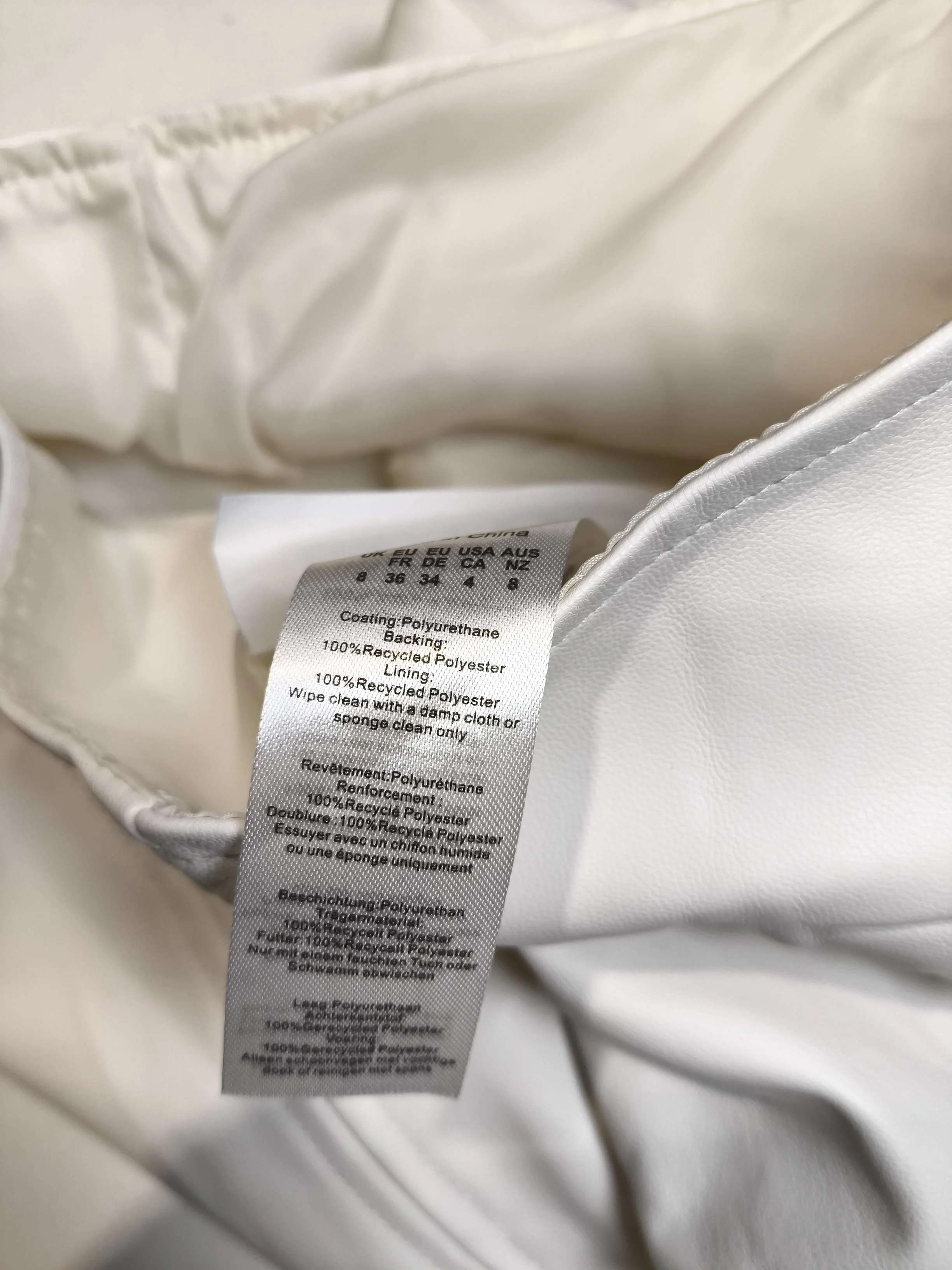 Boohoo Women's Coat UK 8 White Faux Leather with Polyester Overcoat - Image 6