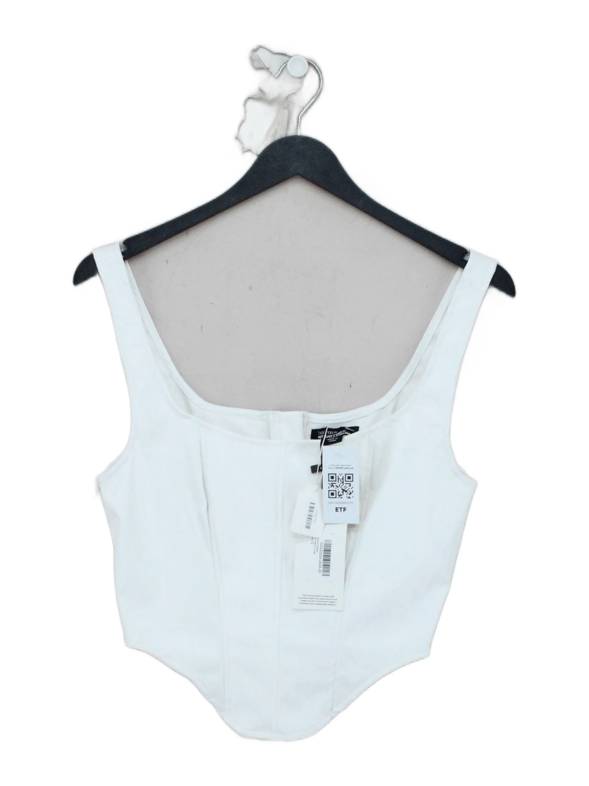 Boohoo Women's Top UK 12 White Polyester with Other Sleeveless Square Neck Basic