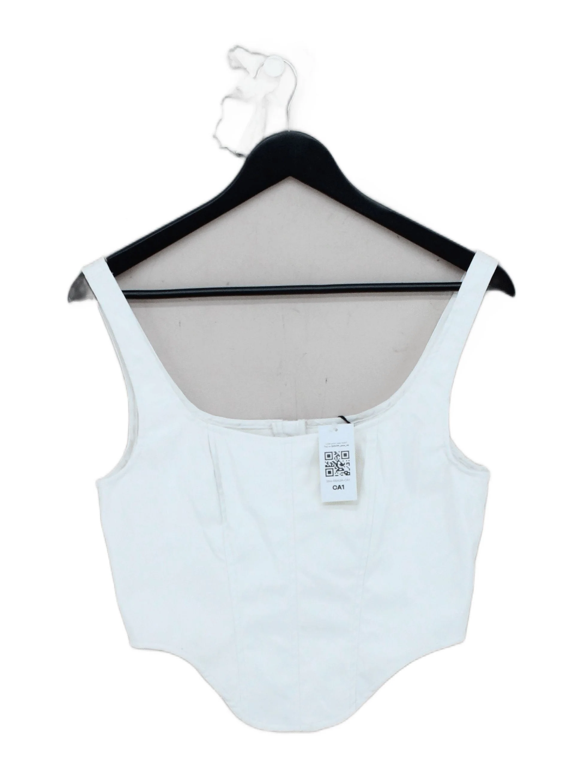 Boohoo Women's Top UK 12 White Polyester with Polyamide Cropped