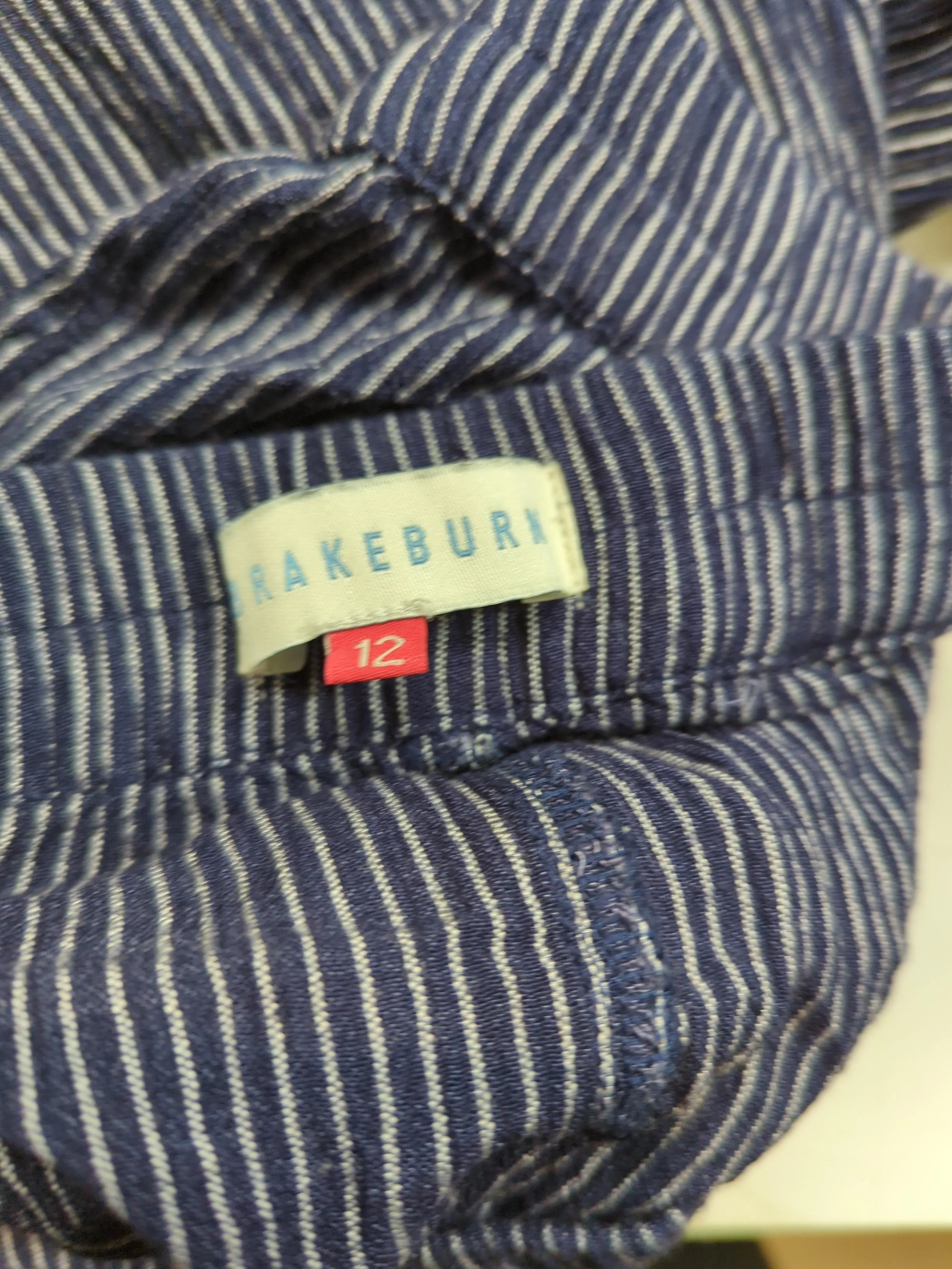 Brakeburn Women's Trousers UK 12 Blue Striped Cotton with Viscose Wide-Leg Chino - Image 5