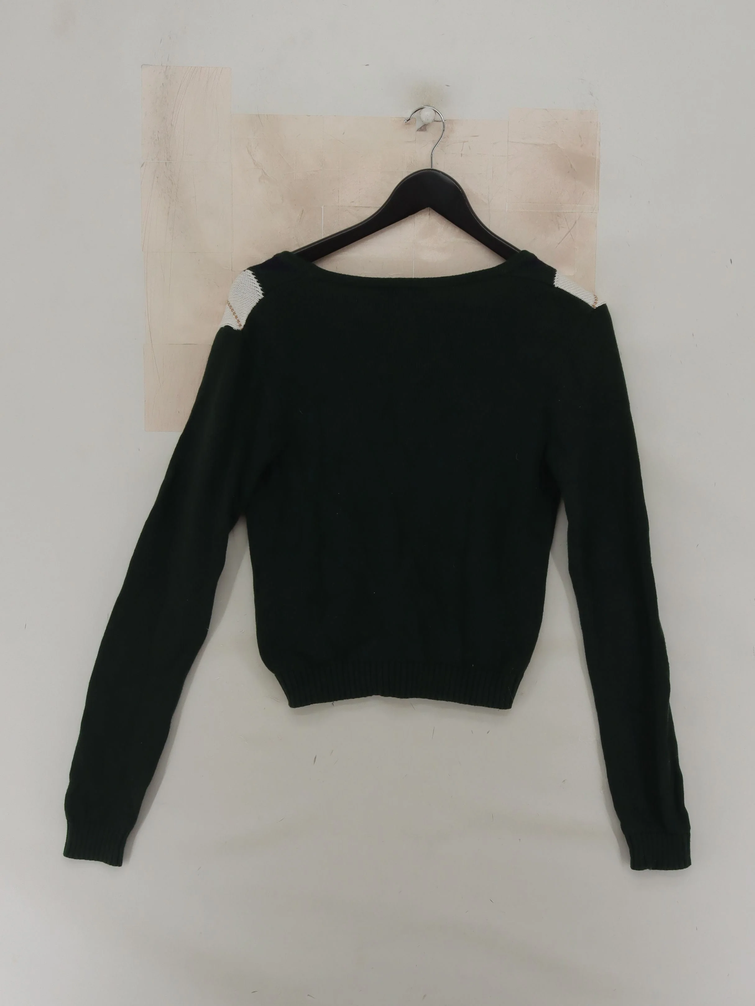 Brandy Melville Women's Cardigan S Green Argyle 100% Cotton V-Neck Cardigan - Image 2