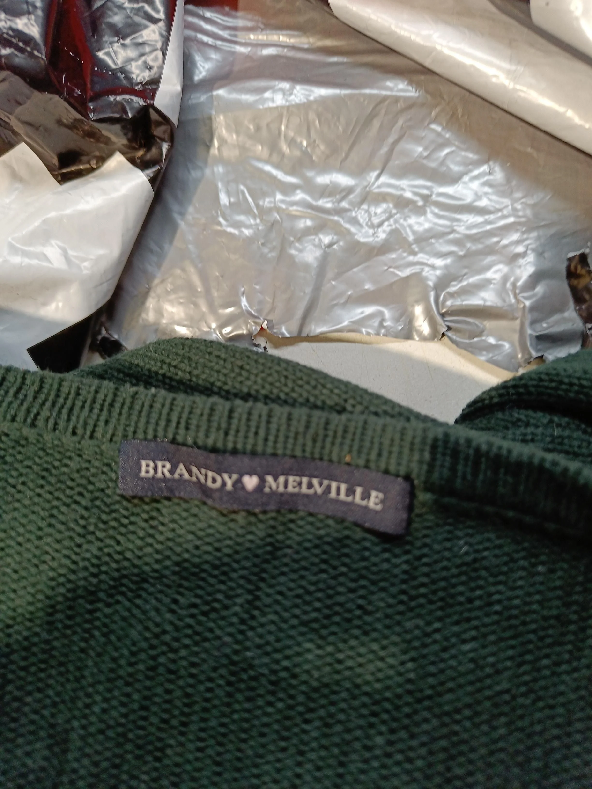 Brandy Melville Women's Cardigan S Green Argyle 100% Cotton V-Neck Cardigan - Image 5