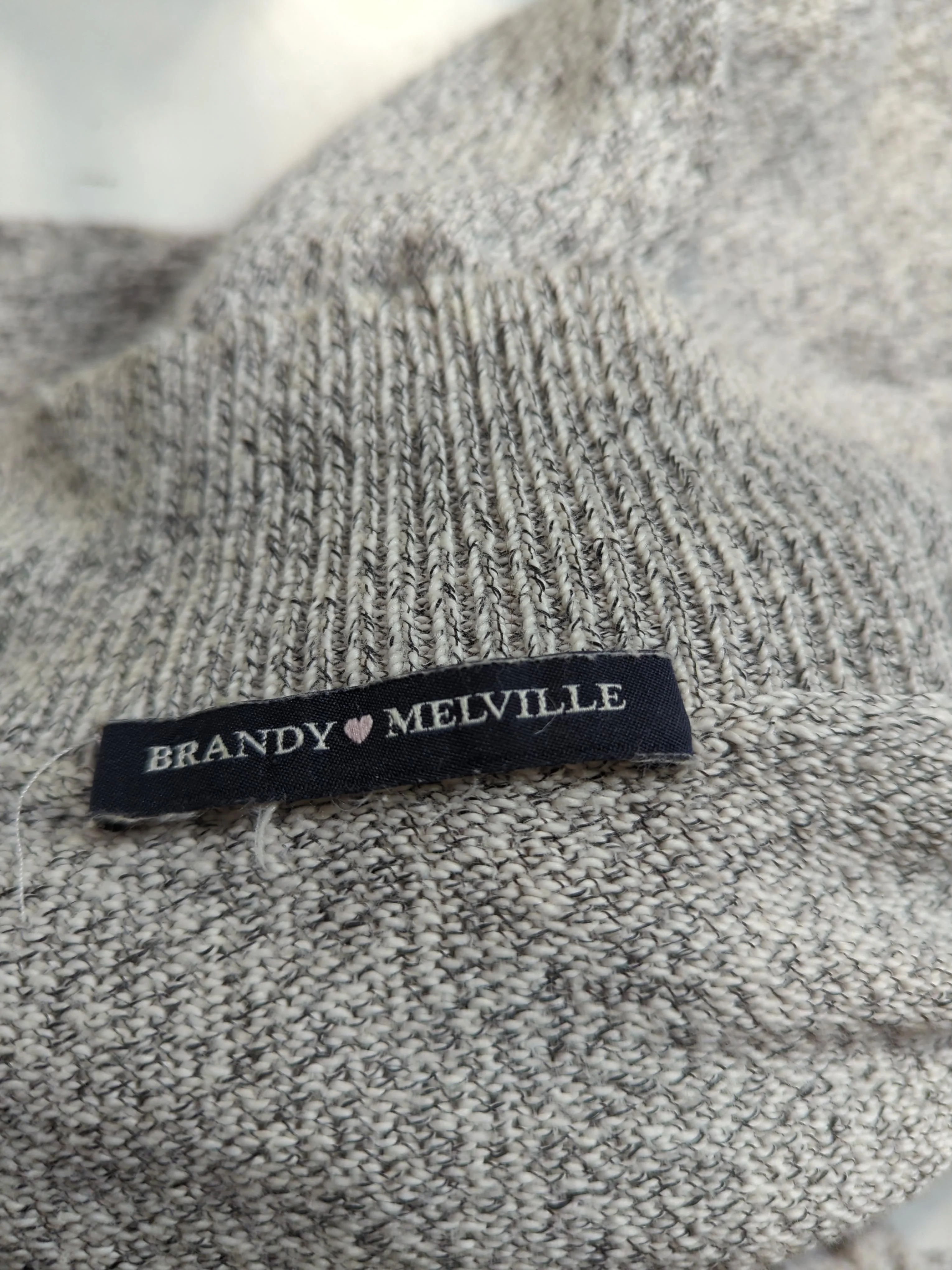 Brandy Melville Women's Jumper M Grey Cotton with Polyamide High Neck Pullover - Image 6