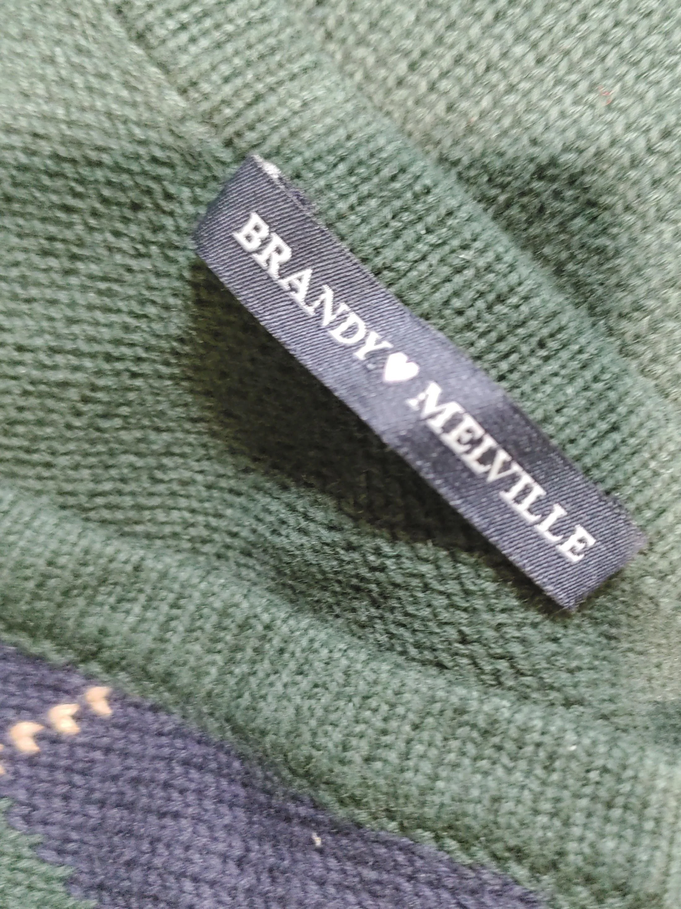 Brandy Melville Women's Jumper XS Green Argyle 100% Cotton V-Neck Vest - Image 5
