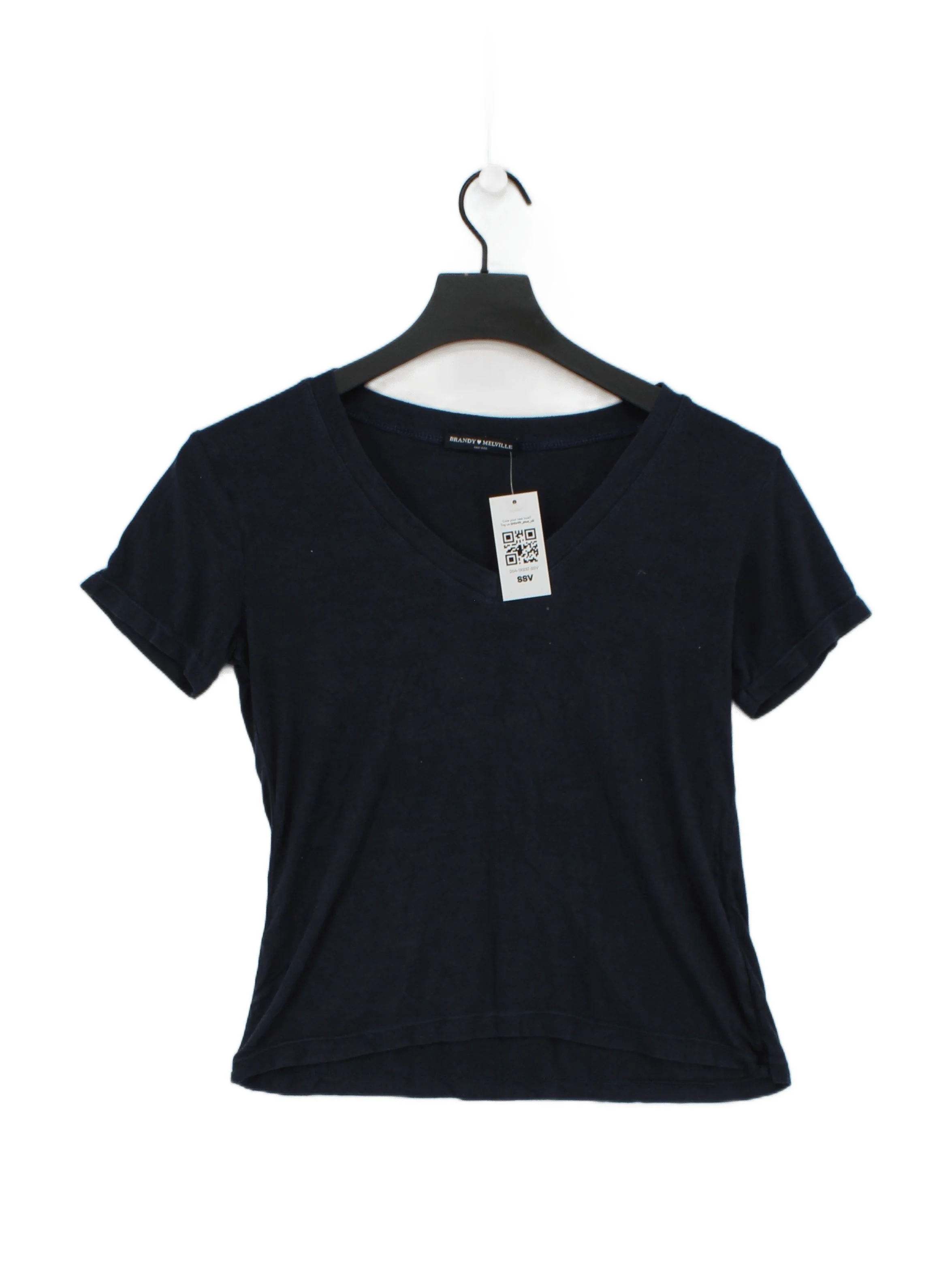 Brandy Melville Women's T-Shirt Blue Cotton with Lyocell Modal Basic
