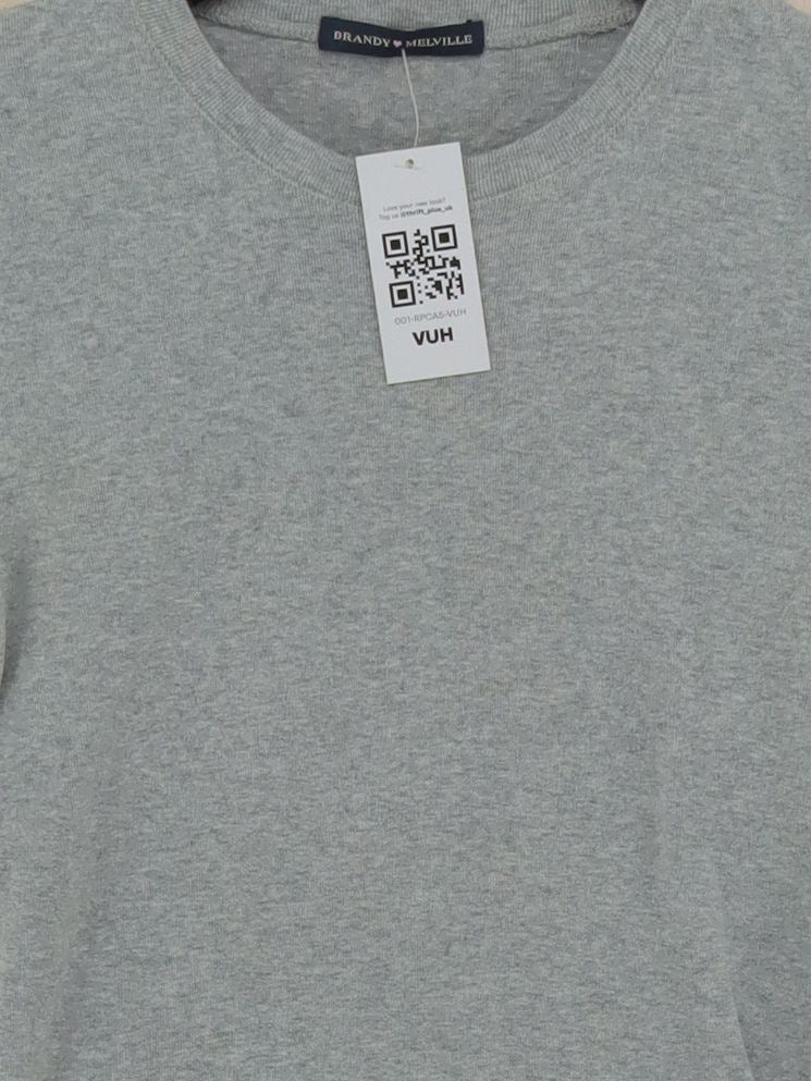 Brandy Melville Women's T-Shirt XS Grey 100% Cotton Basic - Image 3