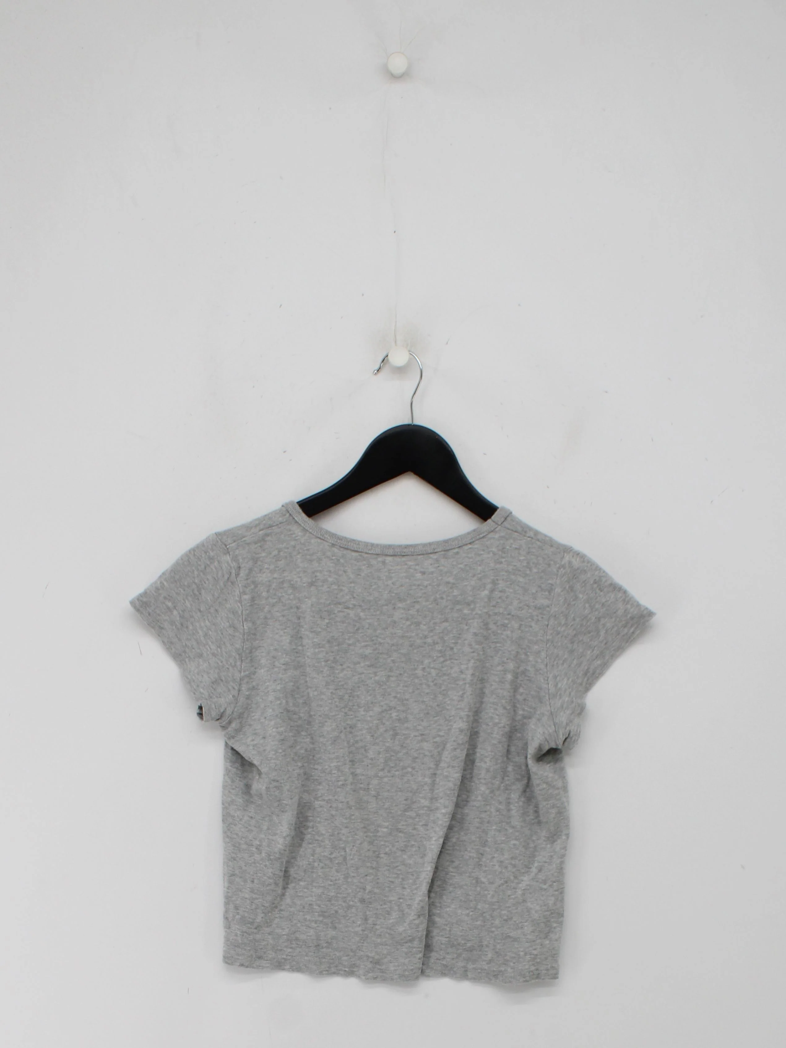 Brandy Melville Women's T-Shirt XS Grey 100% Cotton Short Sleeve V-Neck Basic - Image 2