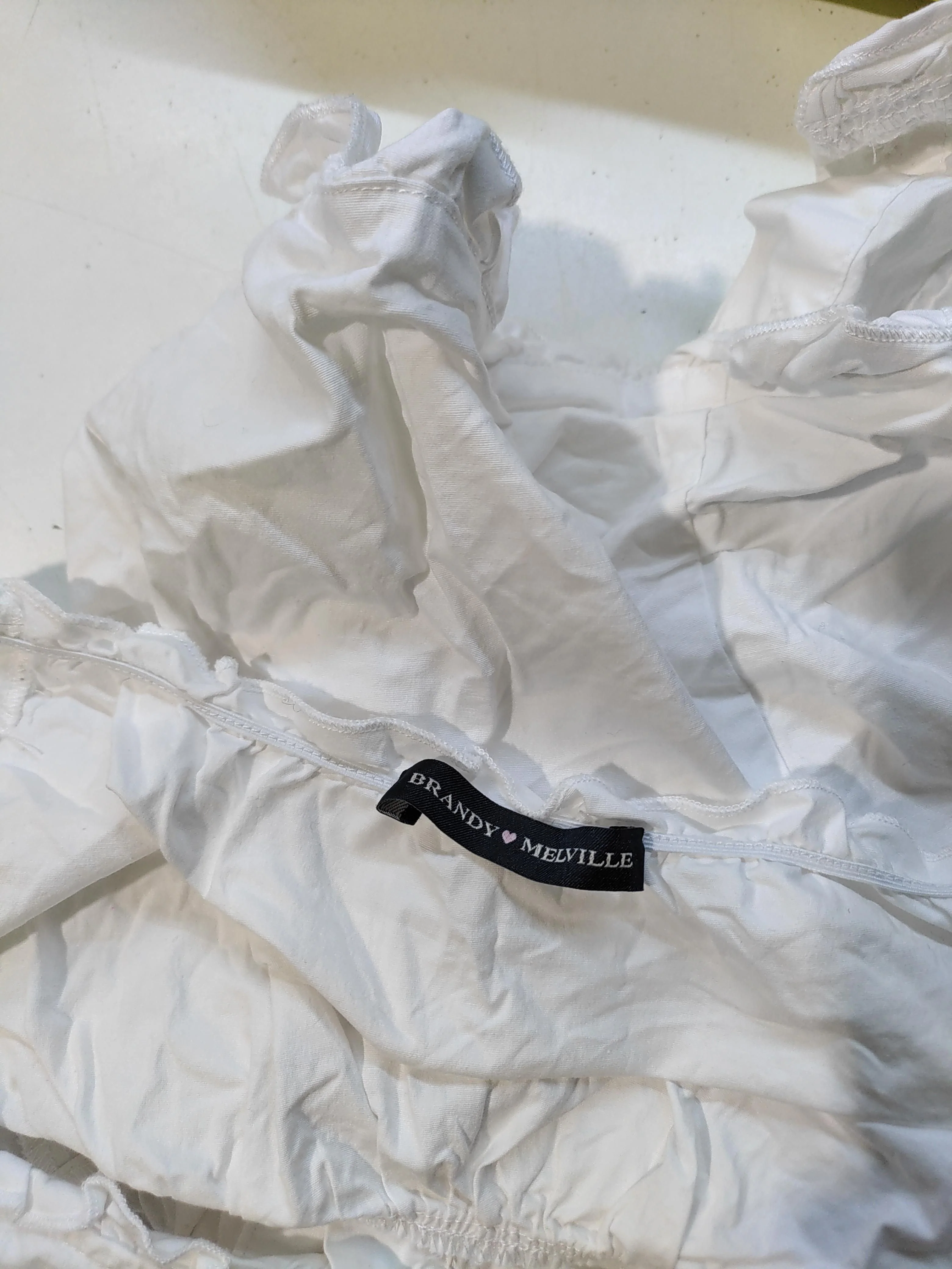 Brandy Melville Women's Top S White Cotton with Elastane Cropped - Image 5