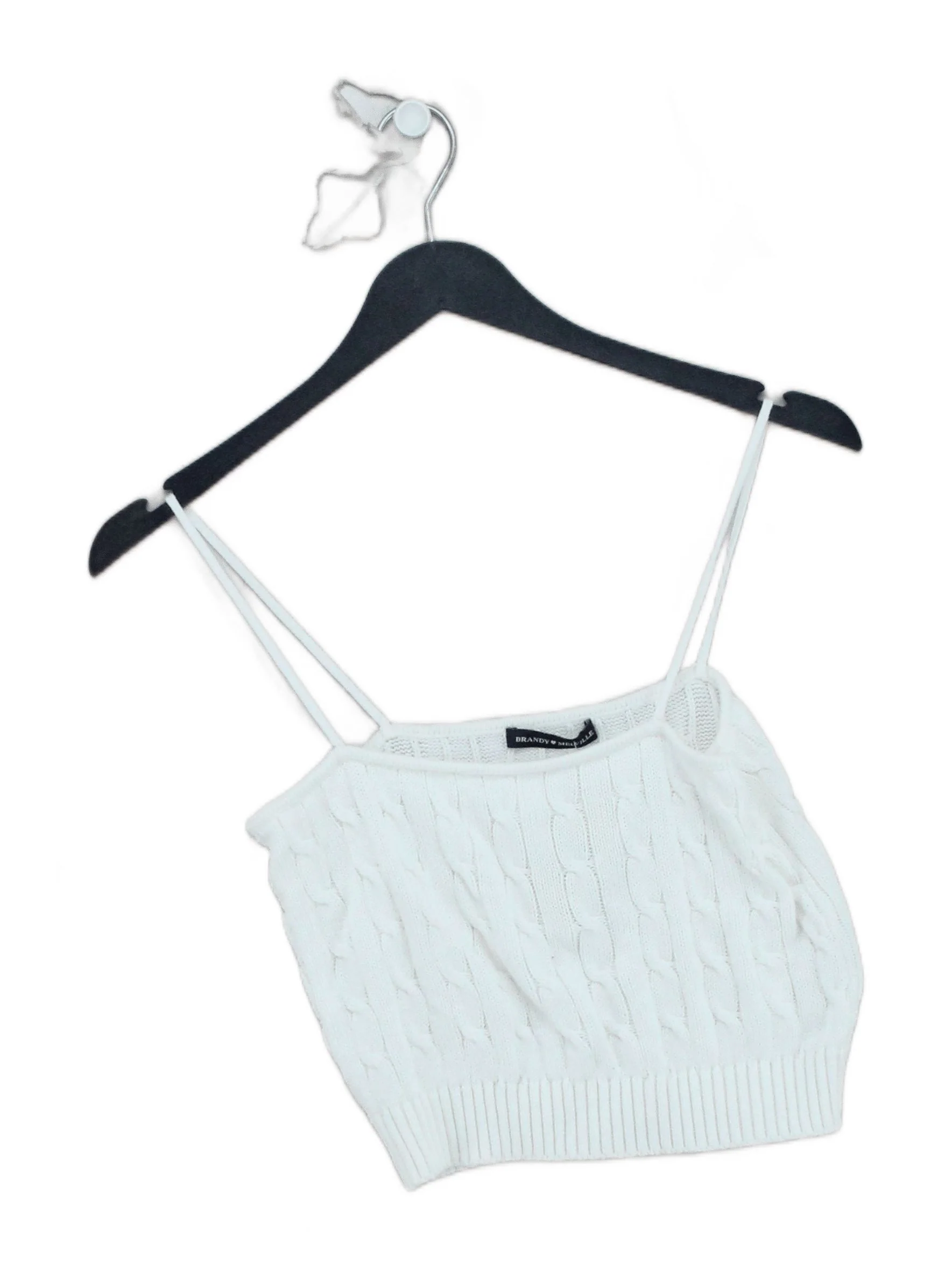 Brandy Melville Women's Top XS White 100% Cotton Sleeveless Square Neck Cropped