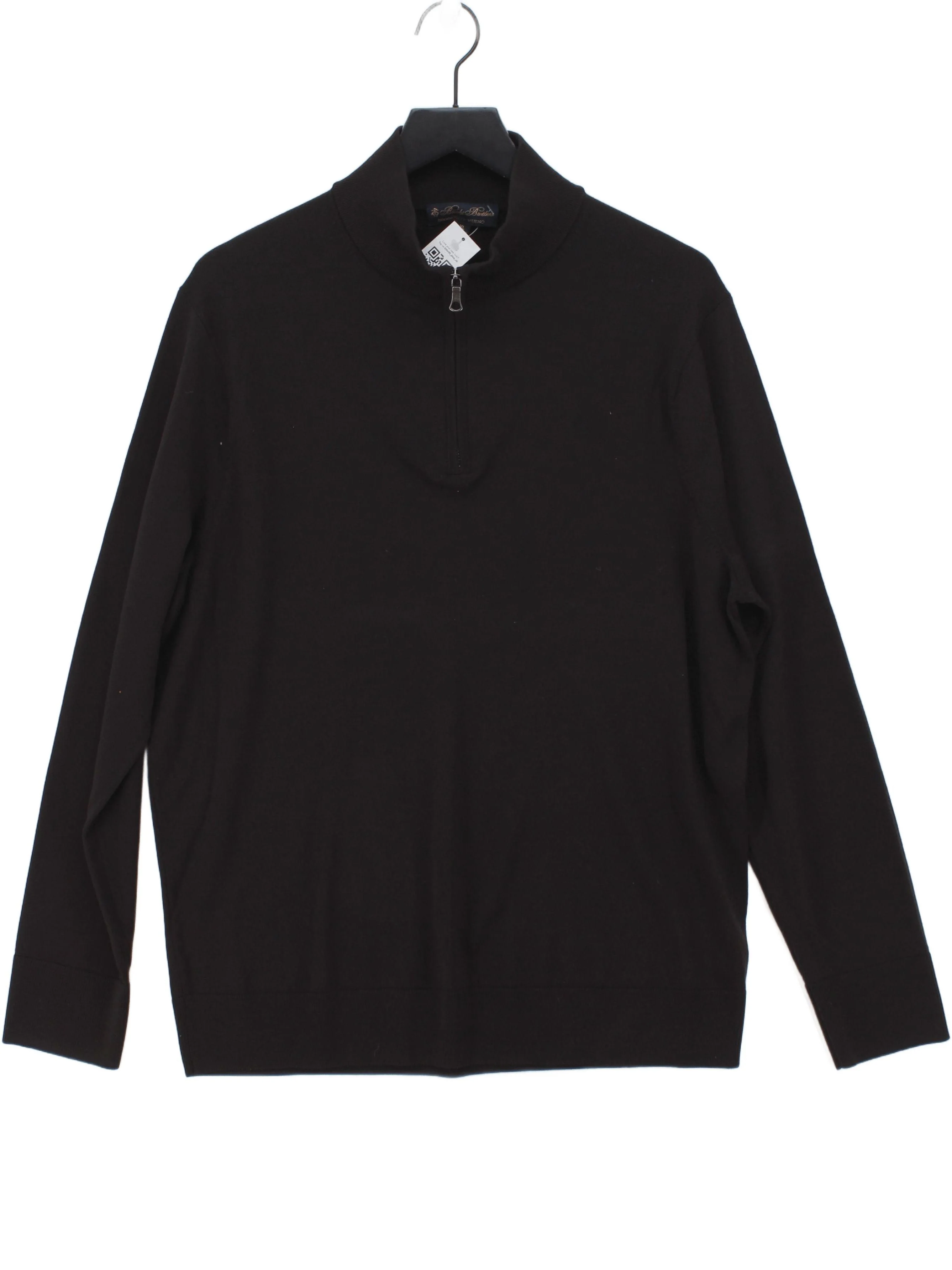 Brooks Brothers Men's Jumper XL Black 100% Wool Mock Neck Pullover
