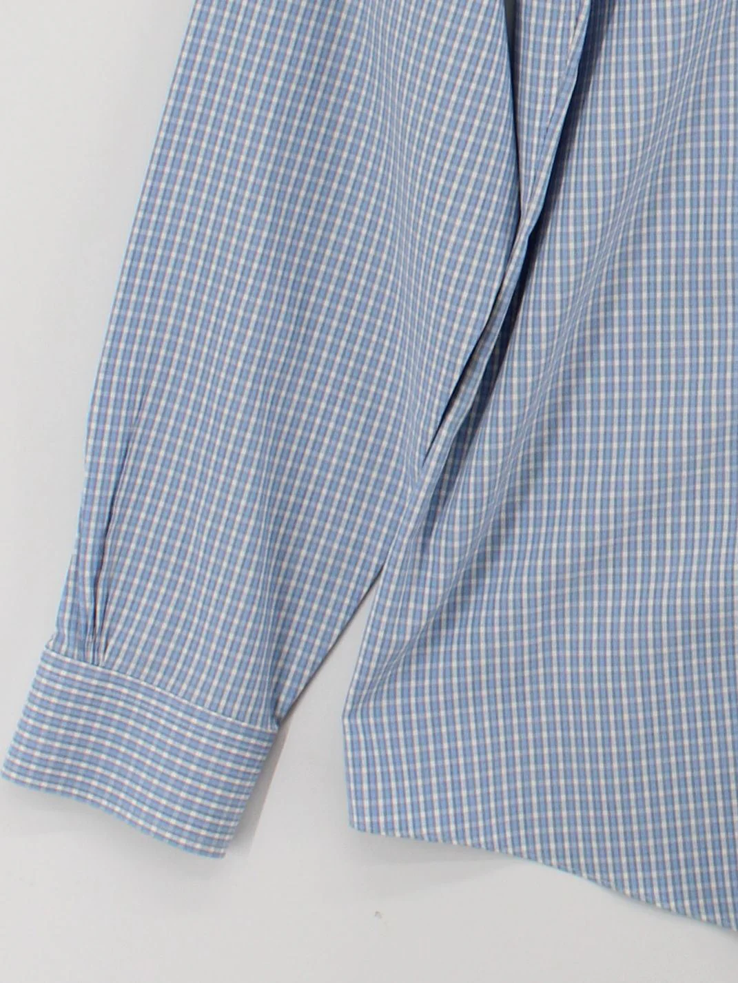 Brooks Brothers Men's Shirt Collar: 15.5 in Blue Checkered 100% Cotton Basic - Image 4