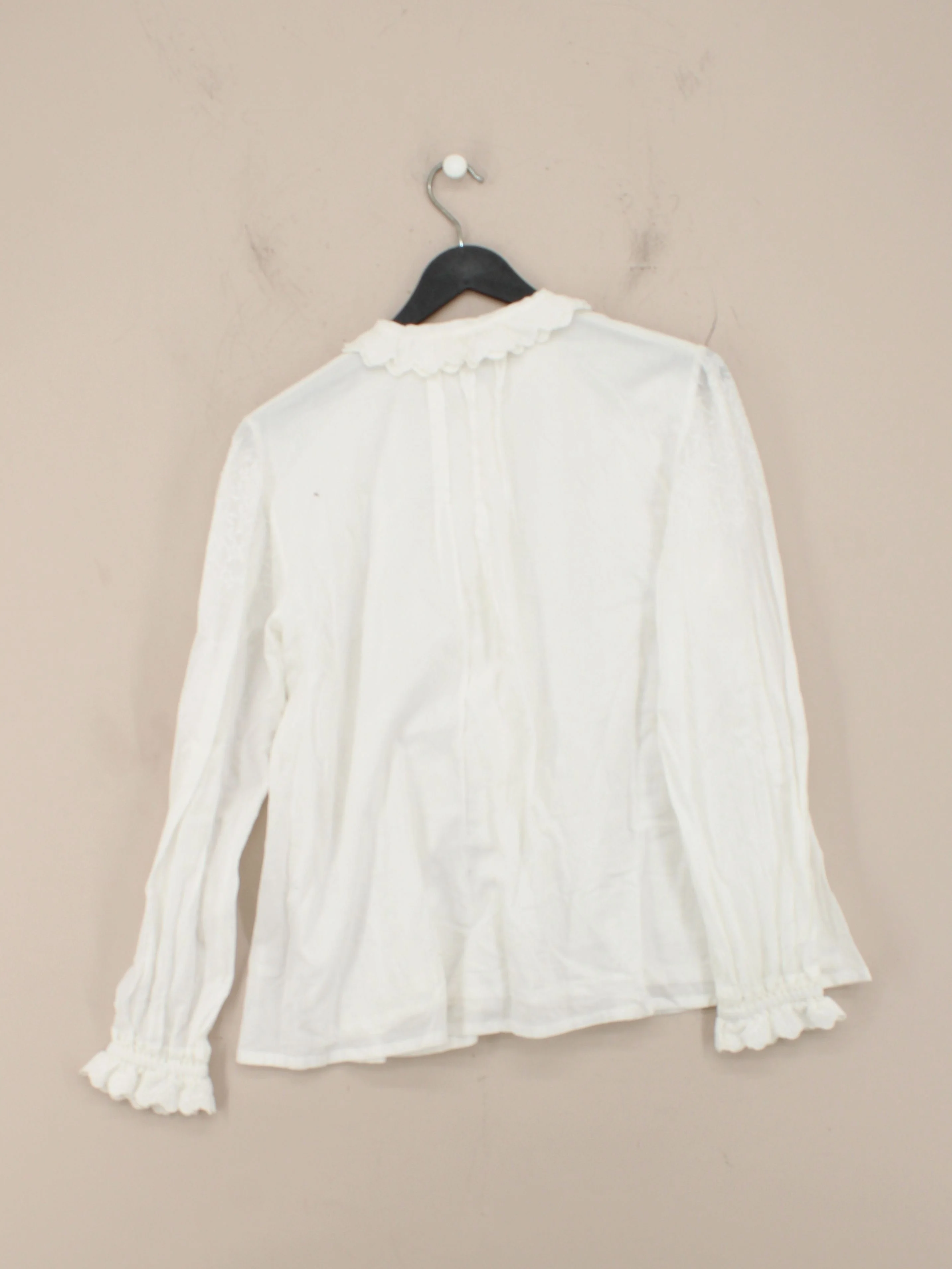 Brora Women's Blouse UK 10 White 100% Cotton Long Sleeve Collared Basic - Image 2