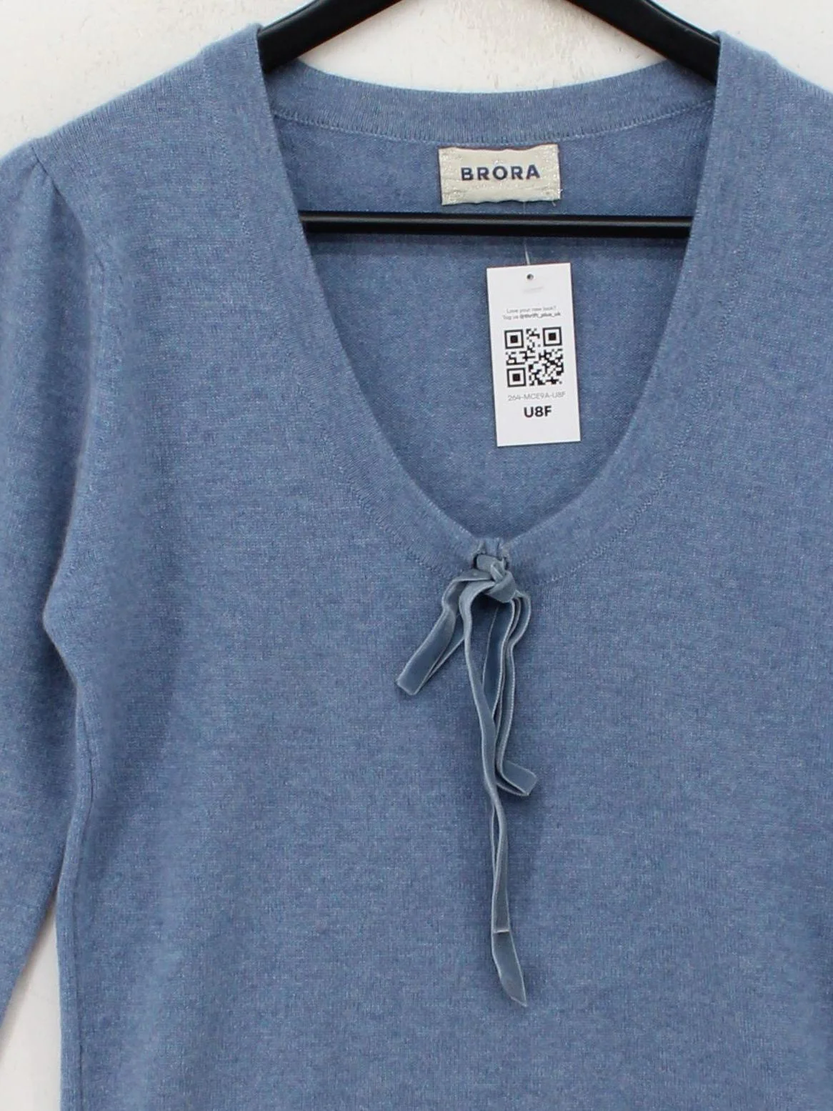 Brora Women's Jumper UK 10 Blue 100% Cashmere V-Neck Pullover - Image 3