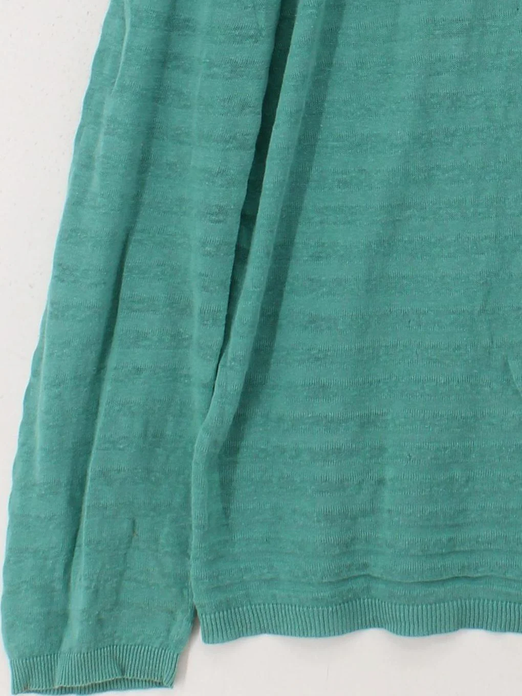 Brora Women's Jumper UK 16 Green Striped Linen with Cotton Round Neck Pullover - Image 4