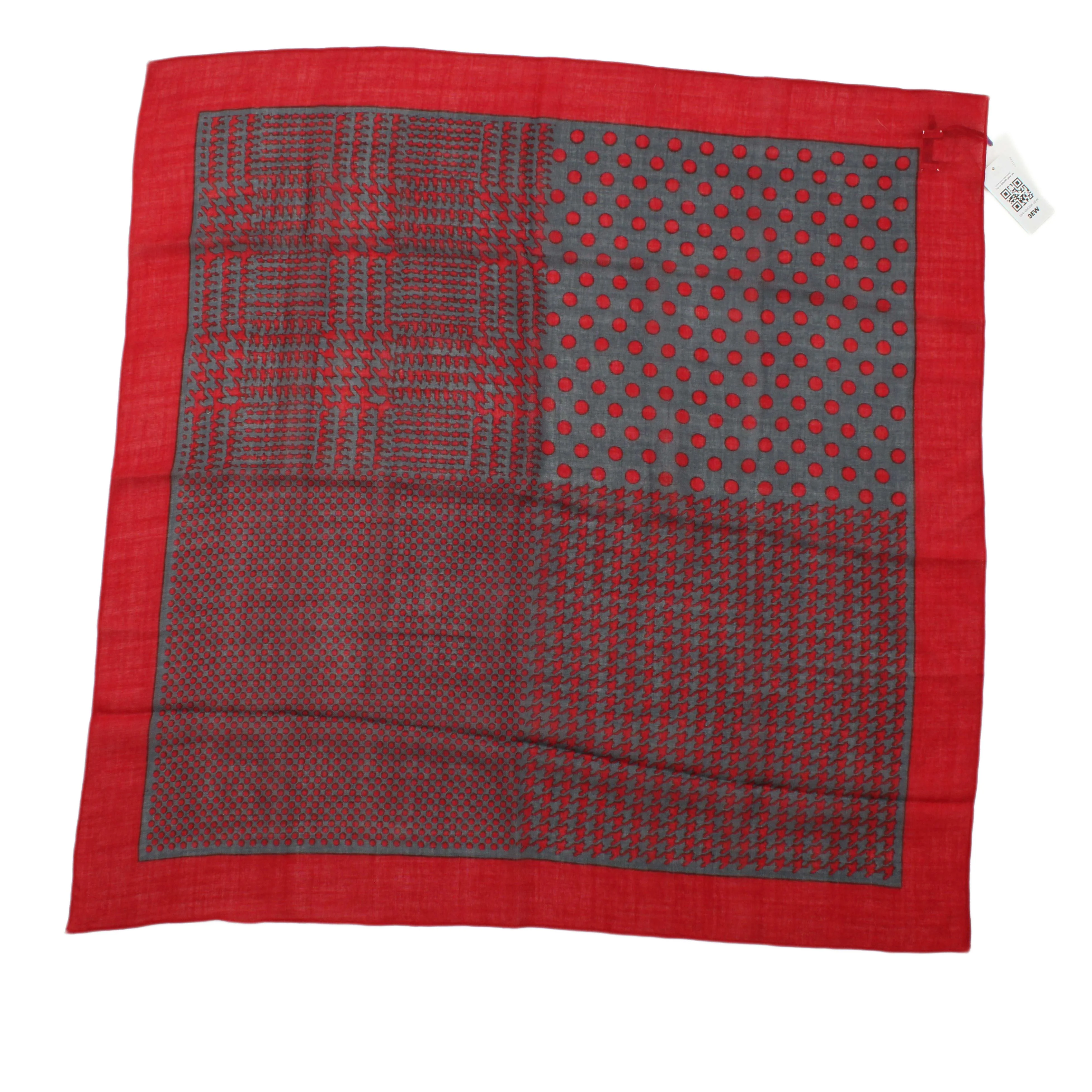 Brora Women's Scarf Red 100% Wool Rectangle Scarf