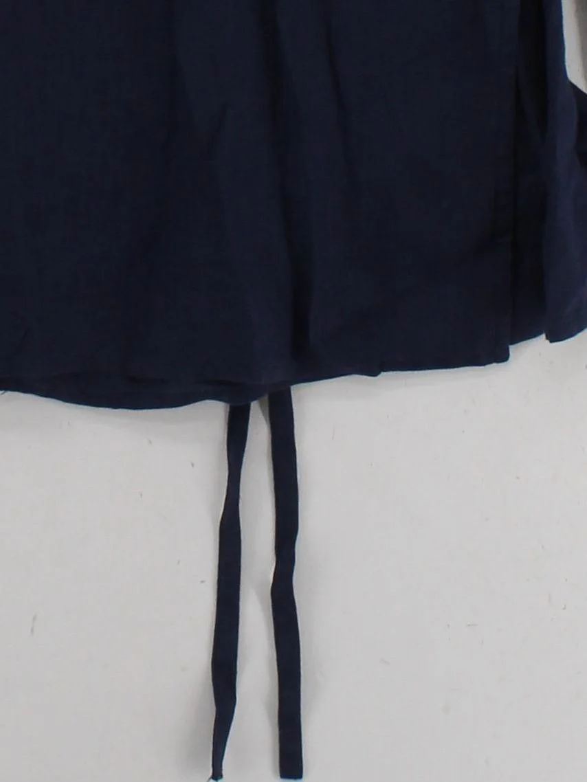 Brora Women's Top UK 8 Blue 100% Linen 3/4 Sleeve V-Neck Basic - Image 4