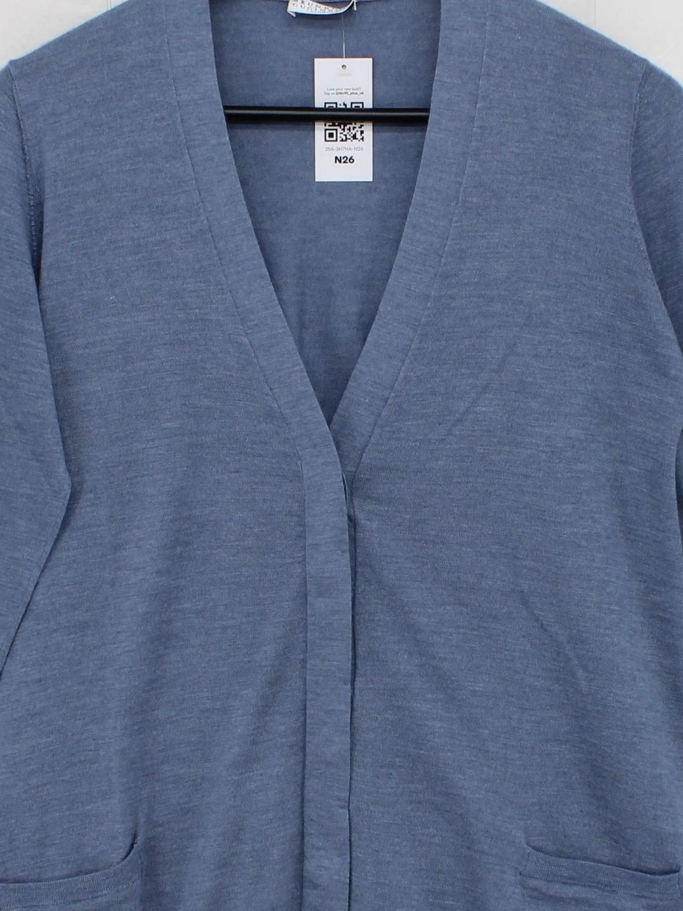 Brunello Cucinelli Women's Cardigan XL Blue Cashmere with Silk V-Neck Cardigan - Image 3