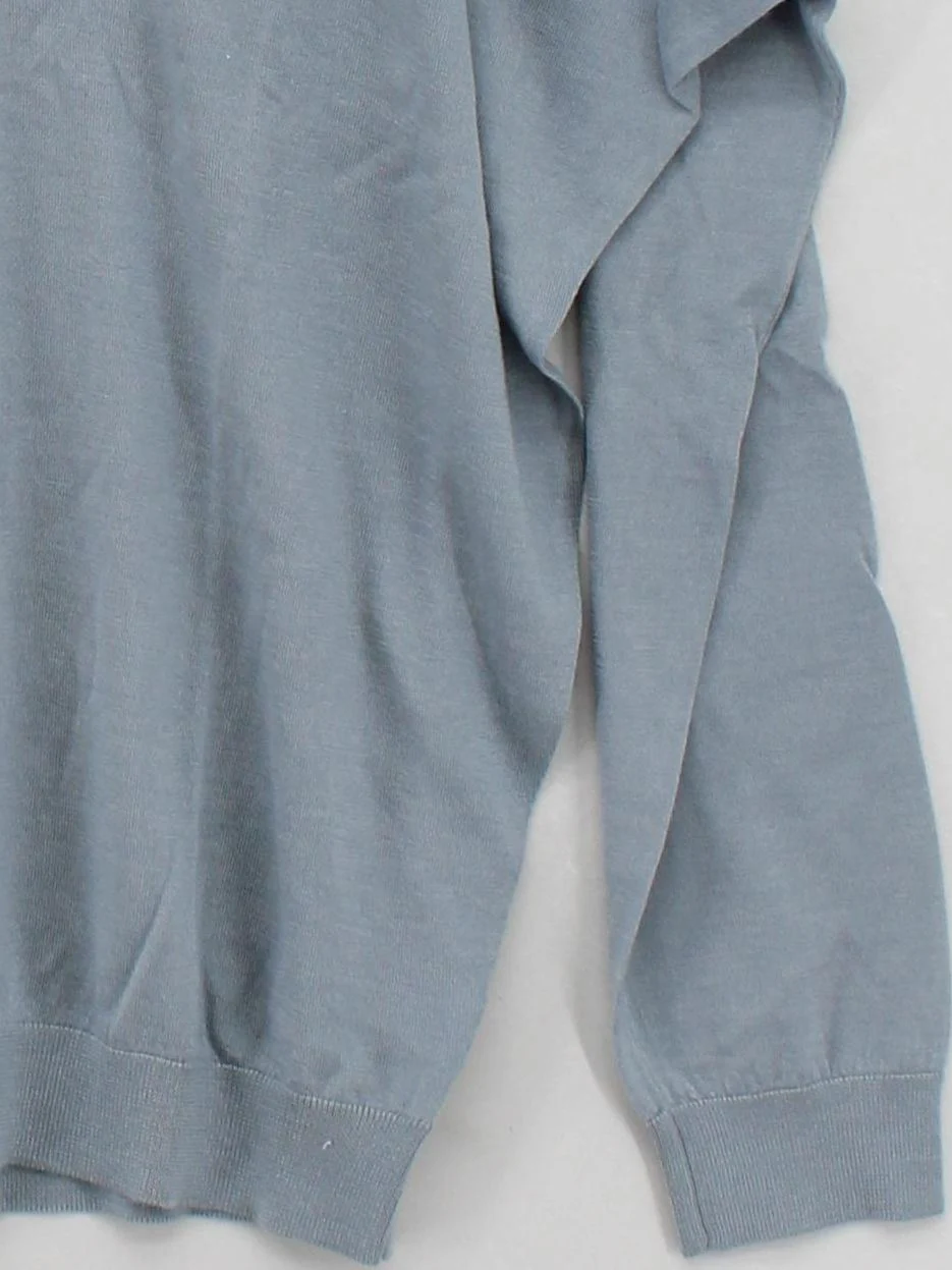 Brunello Cucinelli Women's Jumper XL Blue Cashmere with Silk V-Neck Pullover - Image 4
