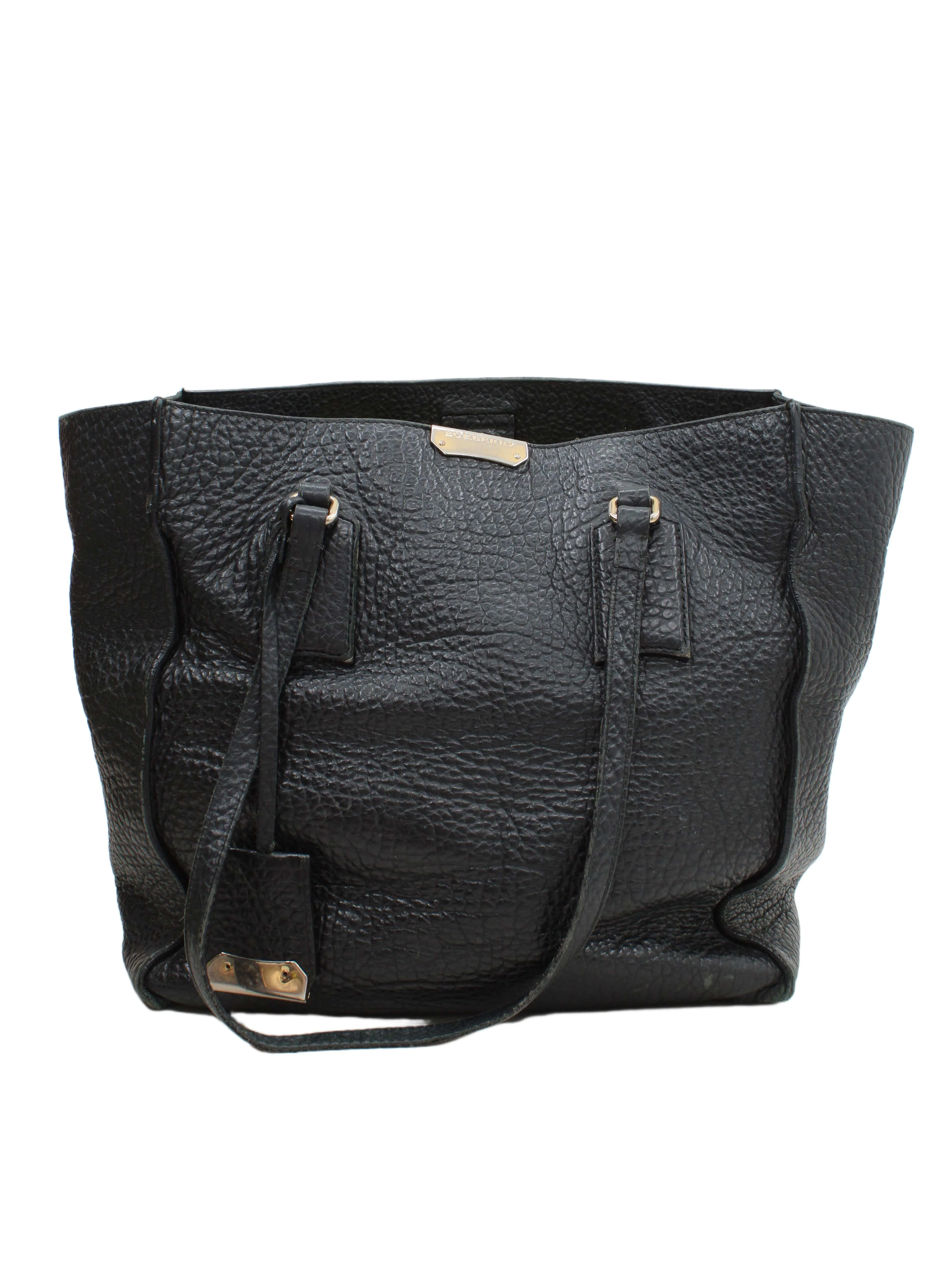 Burberry Women's Bag Black Leather with Cotton, Polyamide Tote