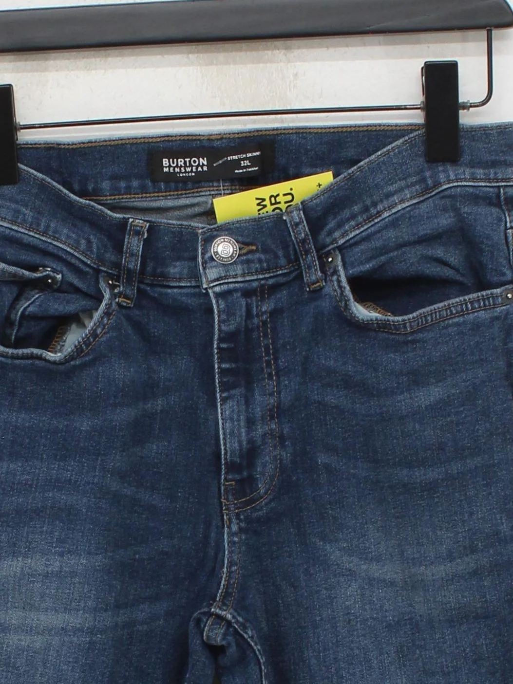 Burton Men's Jeans W 32 in; L 32 in Blue Cotton with Elastane Skinny - Image 3
