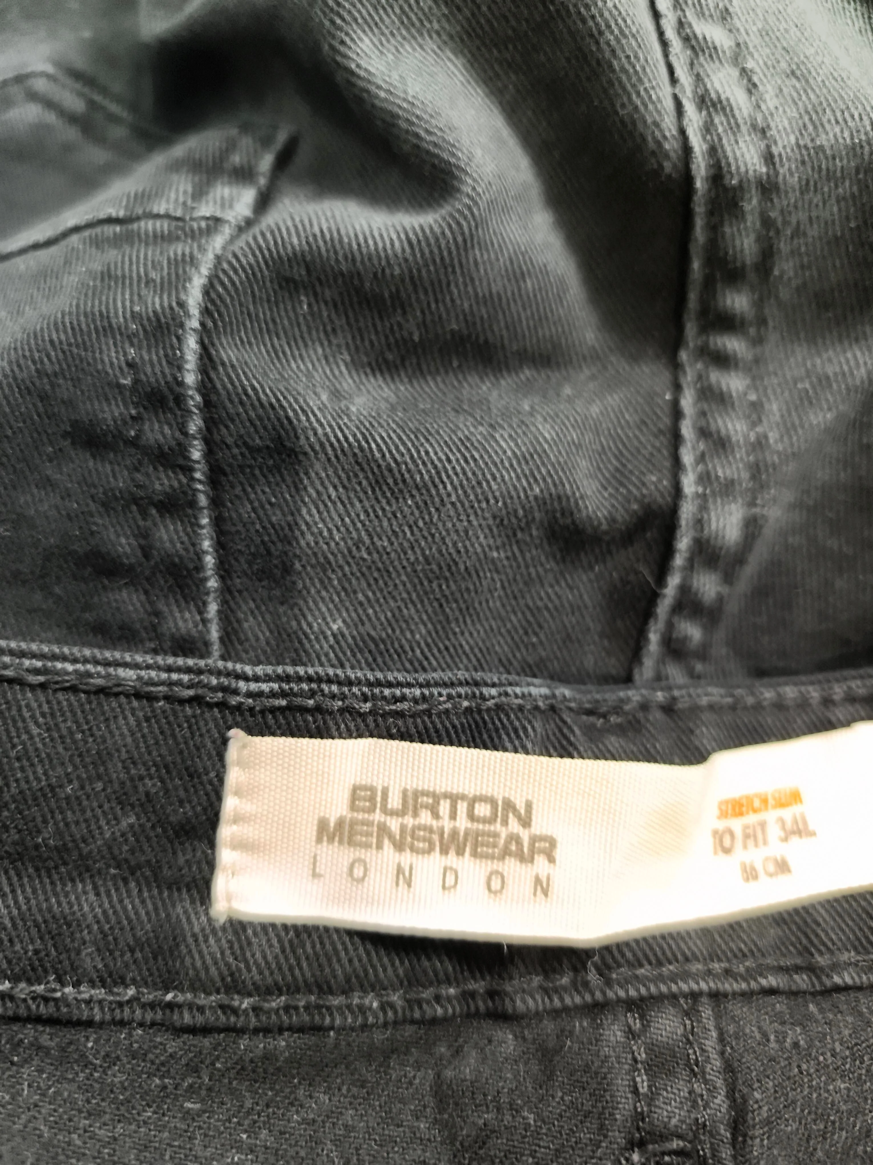 Burton Men's Jeans W 34 in; L 34 in Black Cotton with Elastane Skinny - Image 6