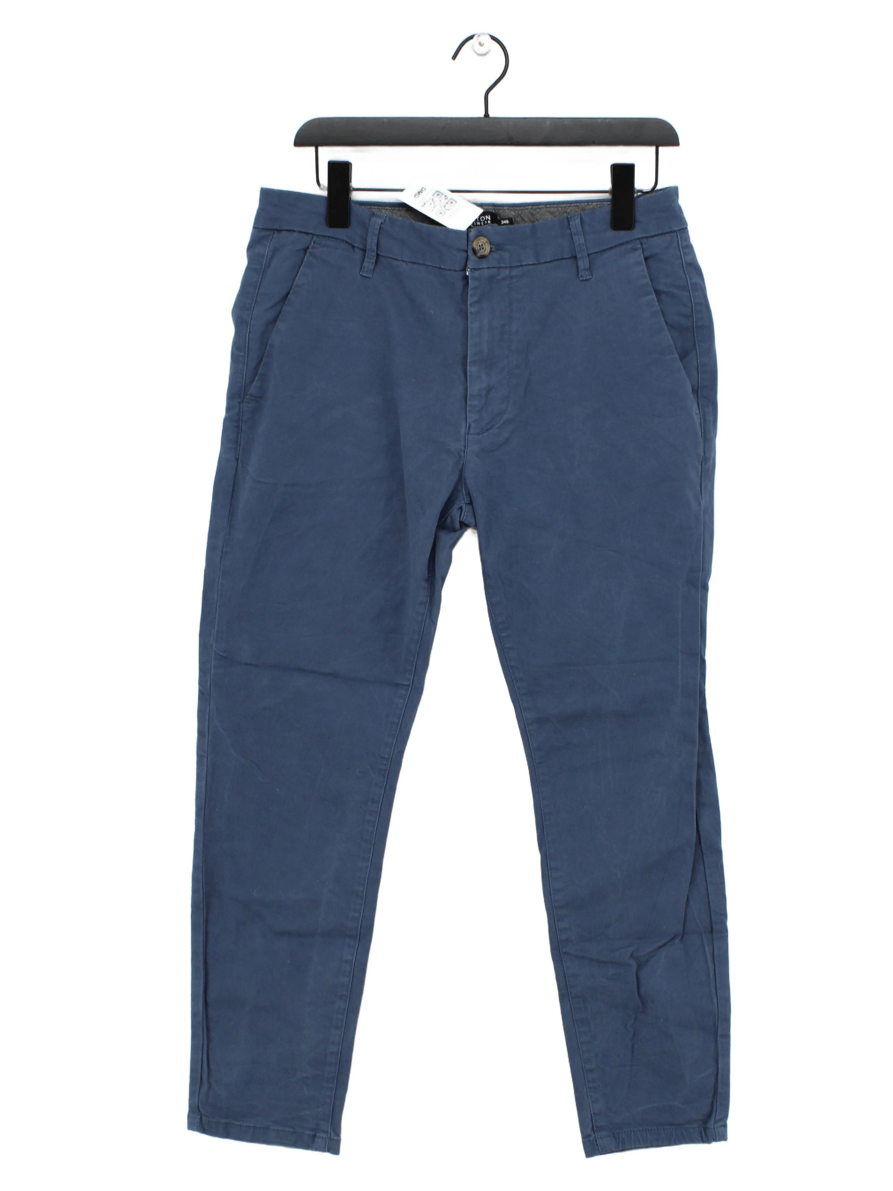 Burton Men's Trousers W 34 in Blue Cotton with Elastane Tapered Chino