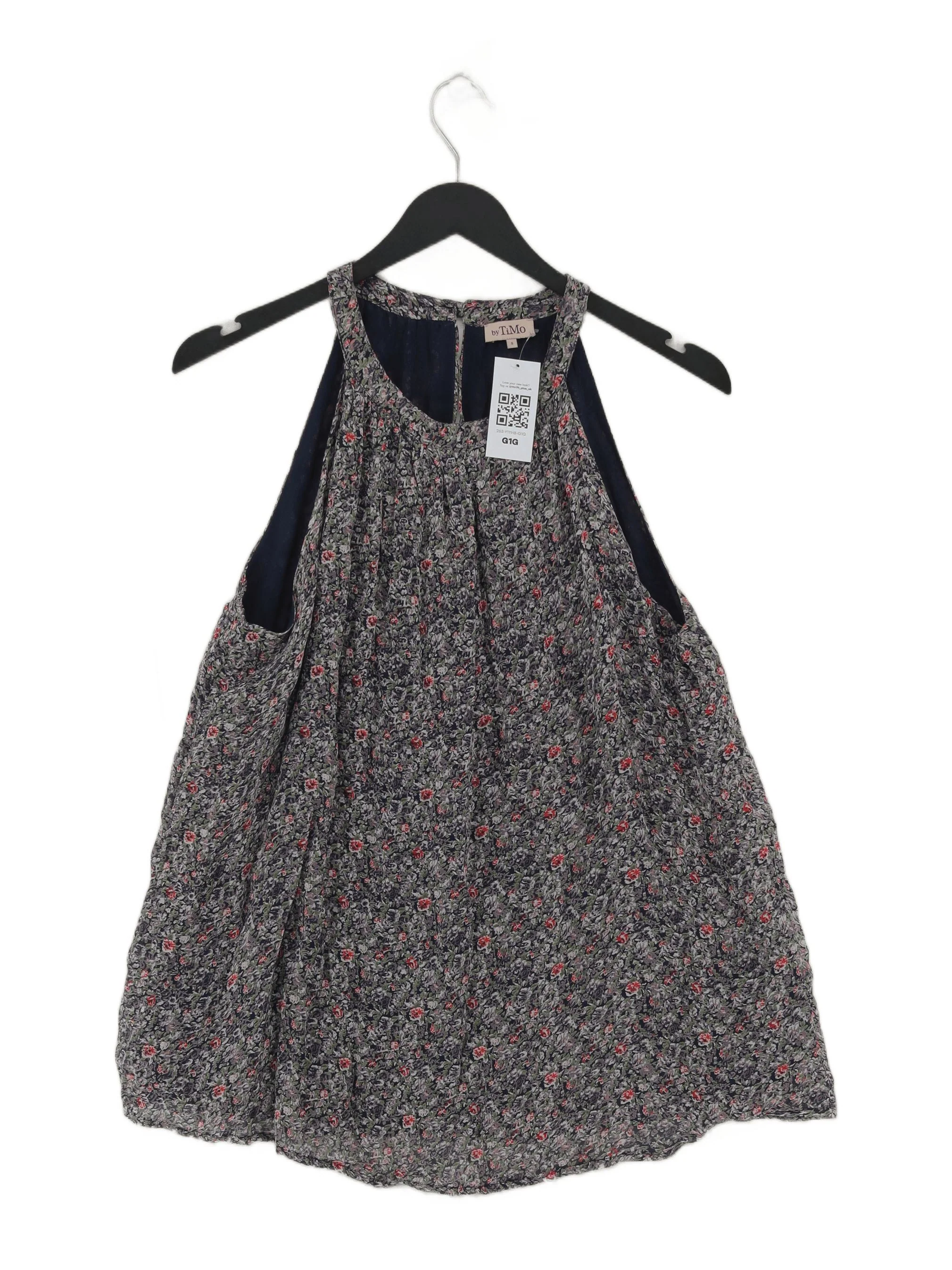 By Timo Women's Top S Multi Floral 100% Viscose Sleeveless High Neck Basic
