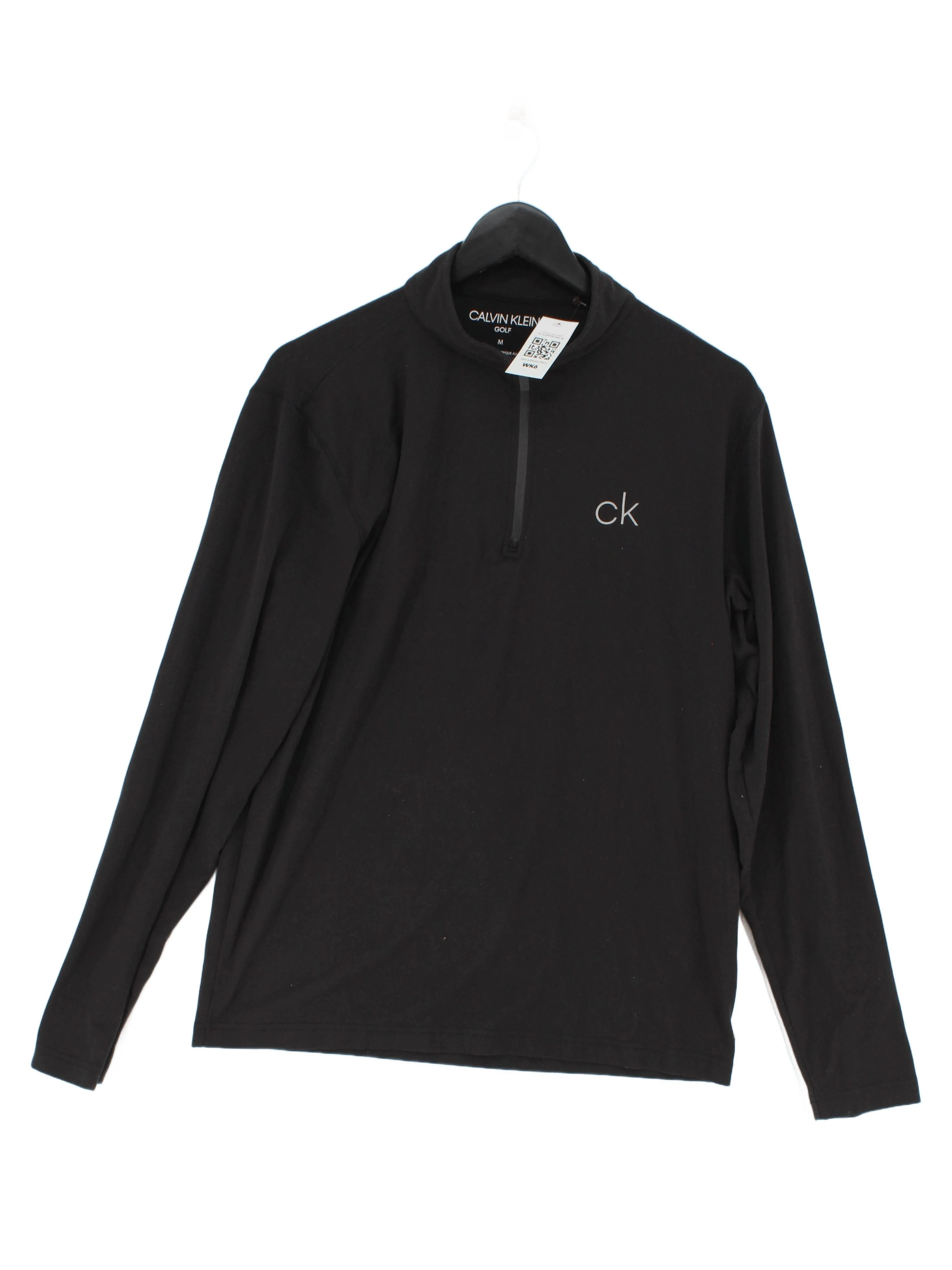 Calvin Klein Men's T-Shirt M Black Polyester with Elastane Mock Neck Basic