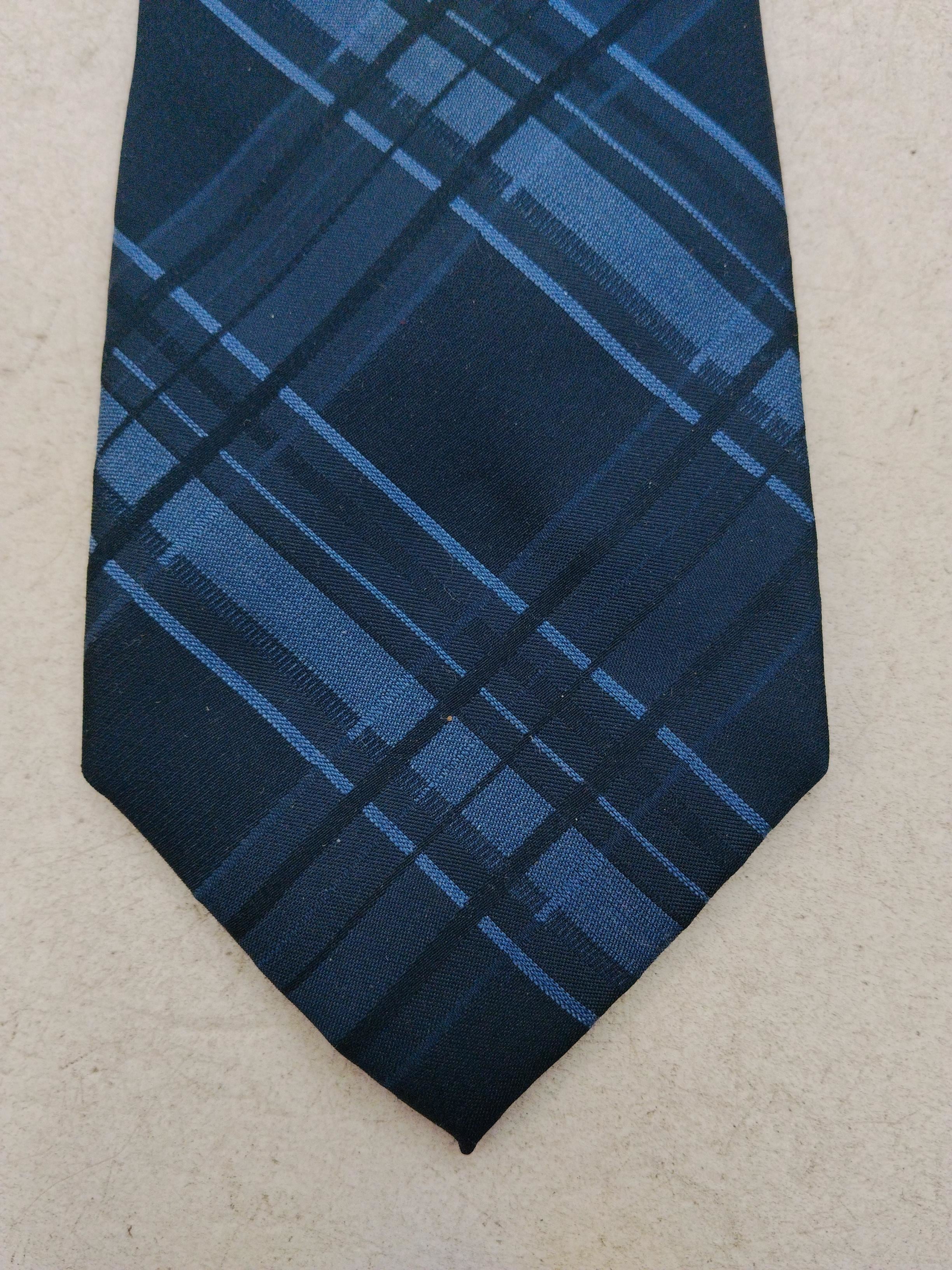 Calvin Klein Men's Tie Blue Checkered Silk with Viscose - Image 3
