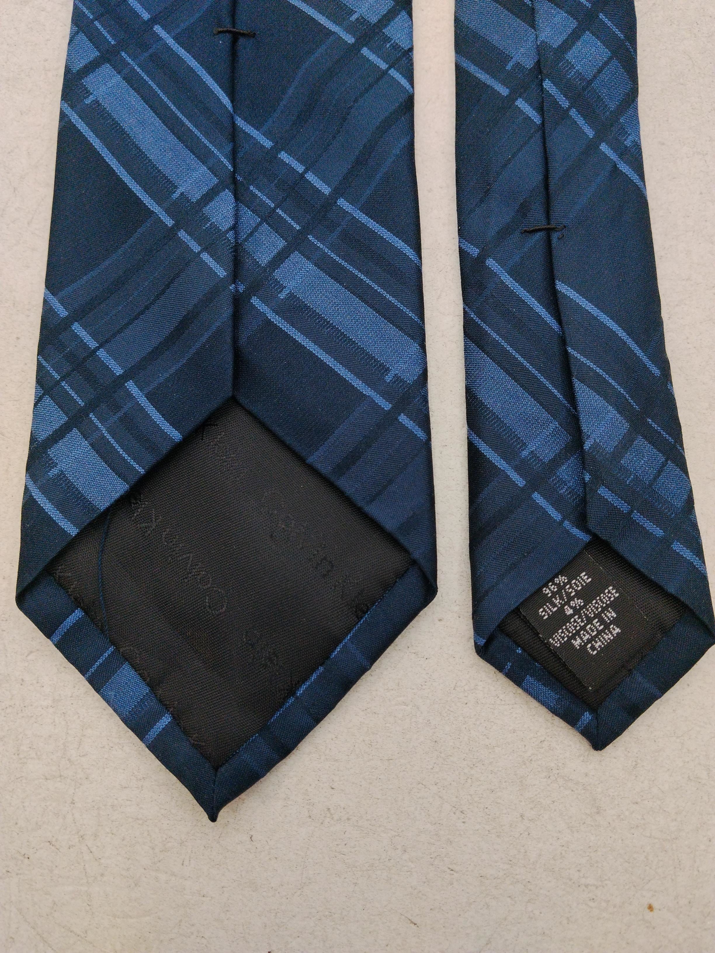 Calvin Klein Men's Tie Blue Checkered Silk with Viscose - Image 4