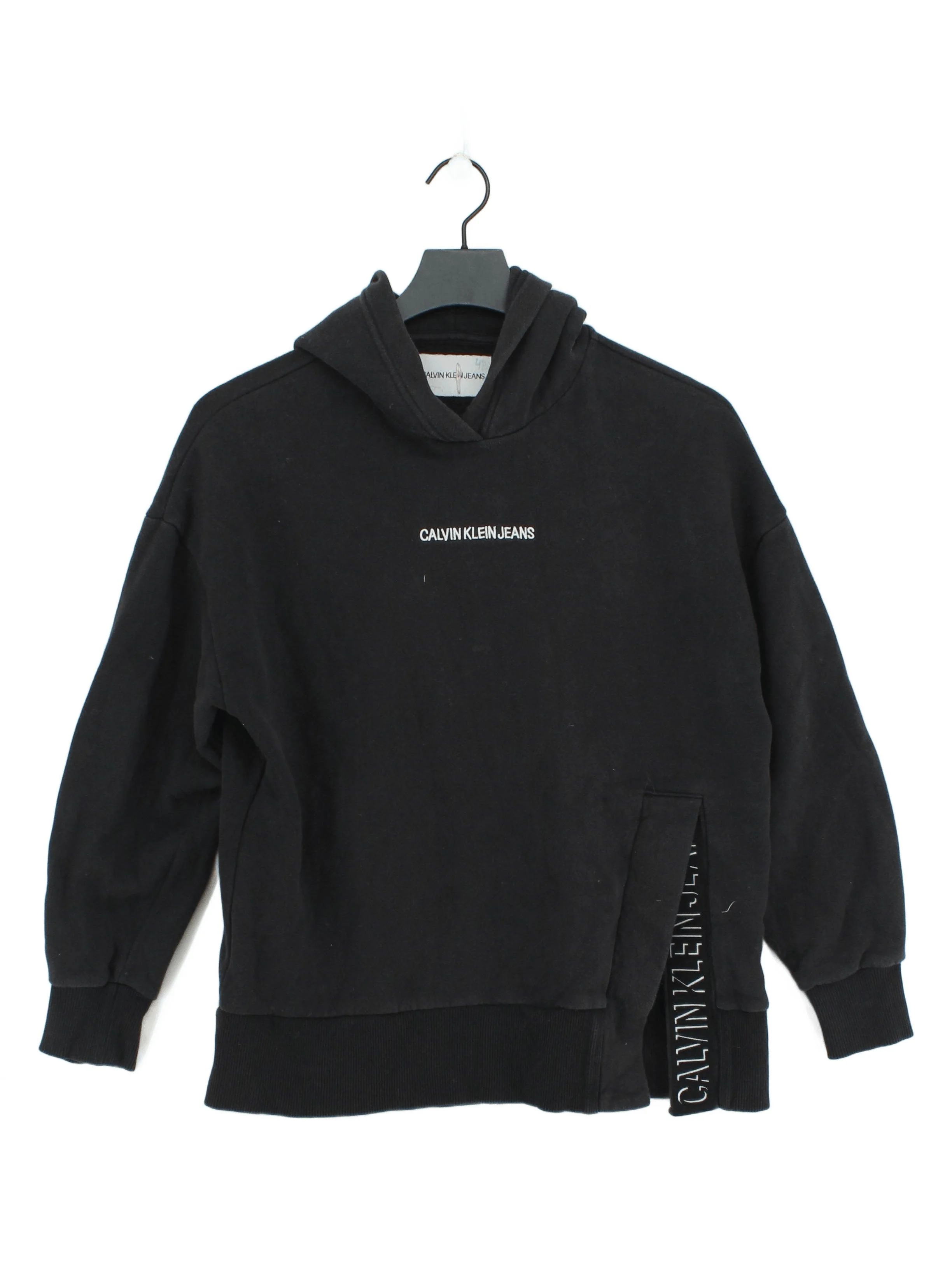 Calvin Klein Women's Hoodie S Black Cotton with Polyester Pullover