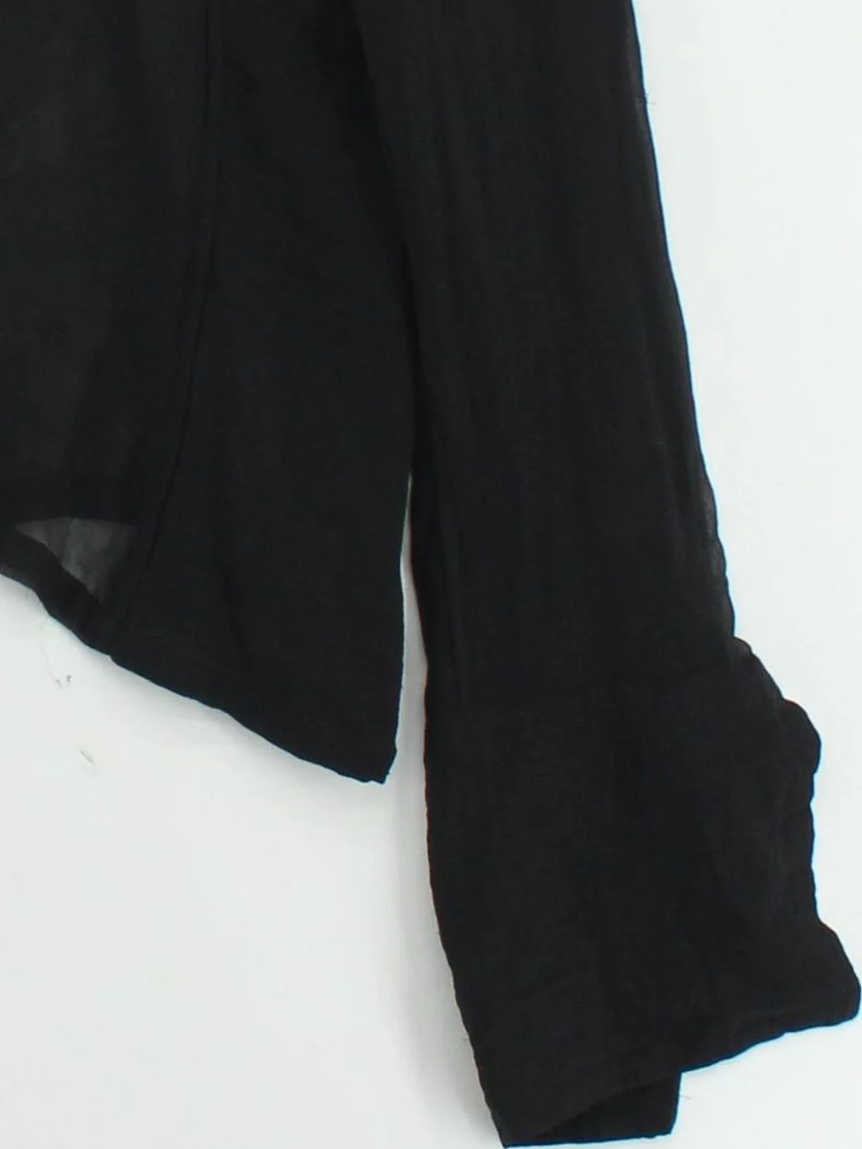 Calvin Klein Women's Shirt XL Black 100% Silk Long Sleeve Collared Basic - Image 4