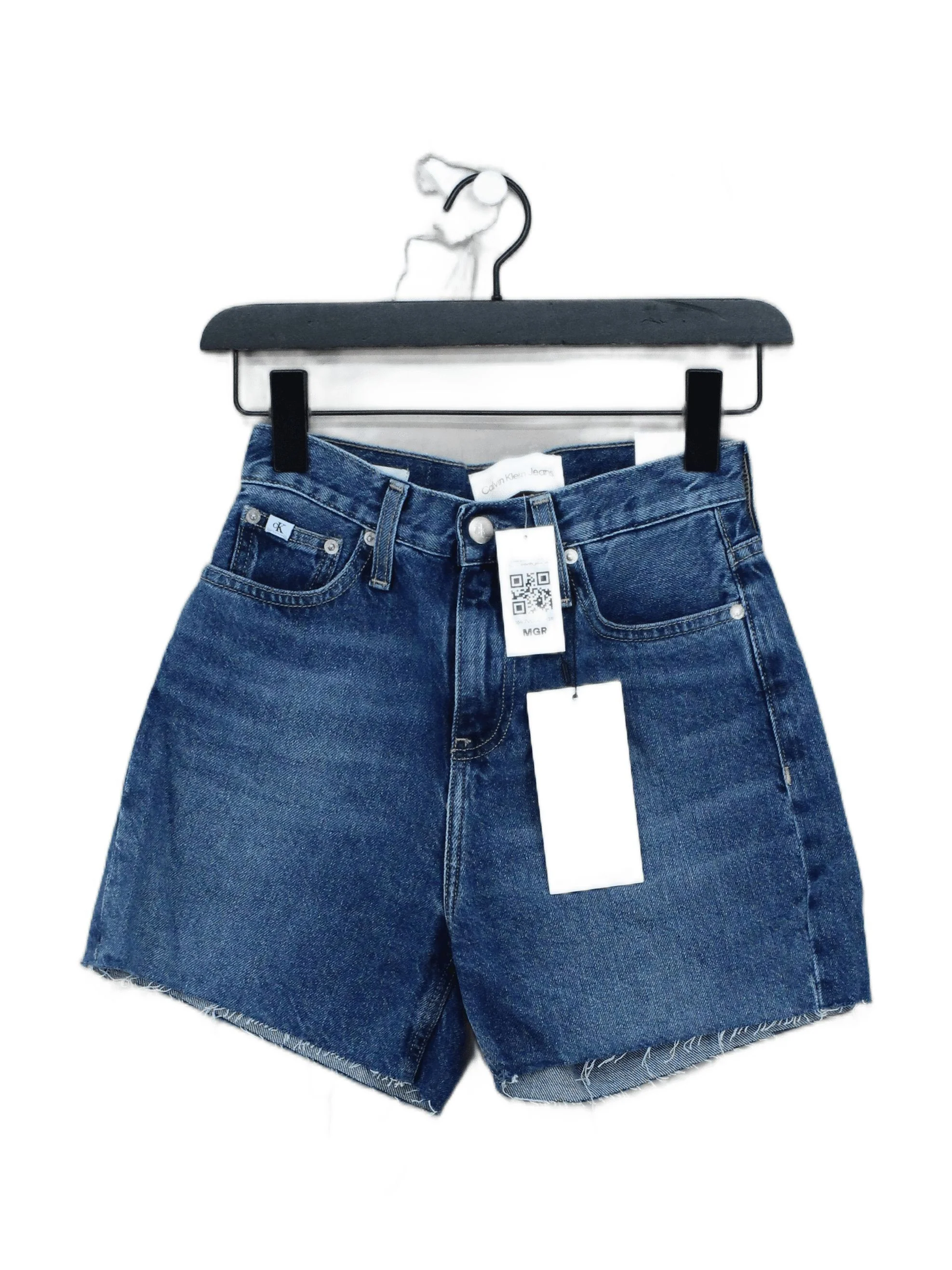 Calvin Klein Women's Shorts W 24 in Blue Cotton with Cotton Cut-Off