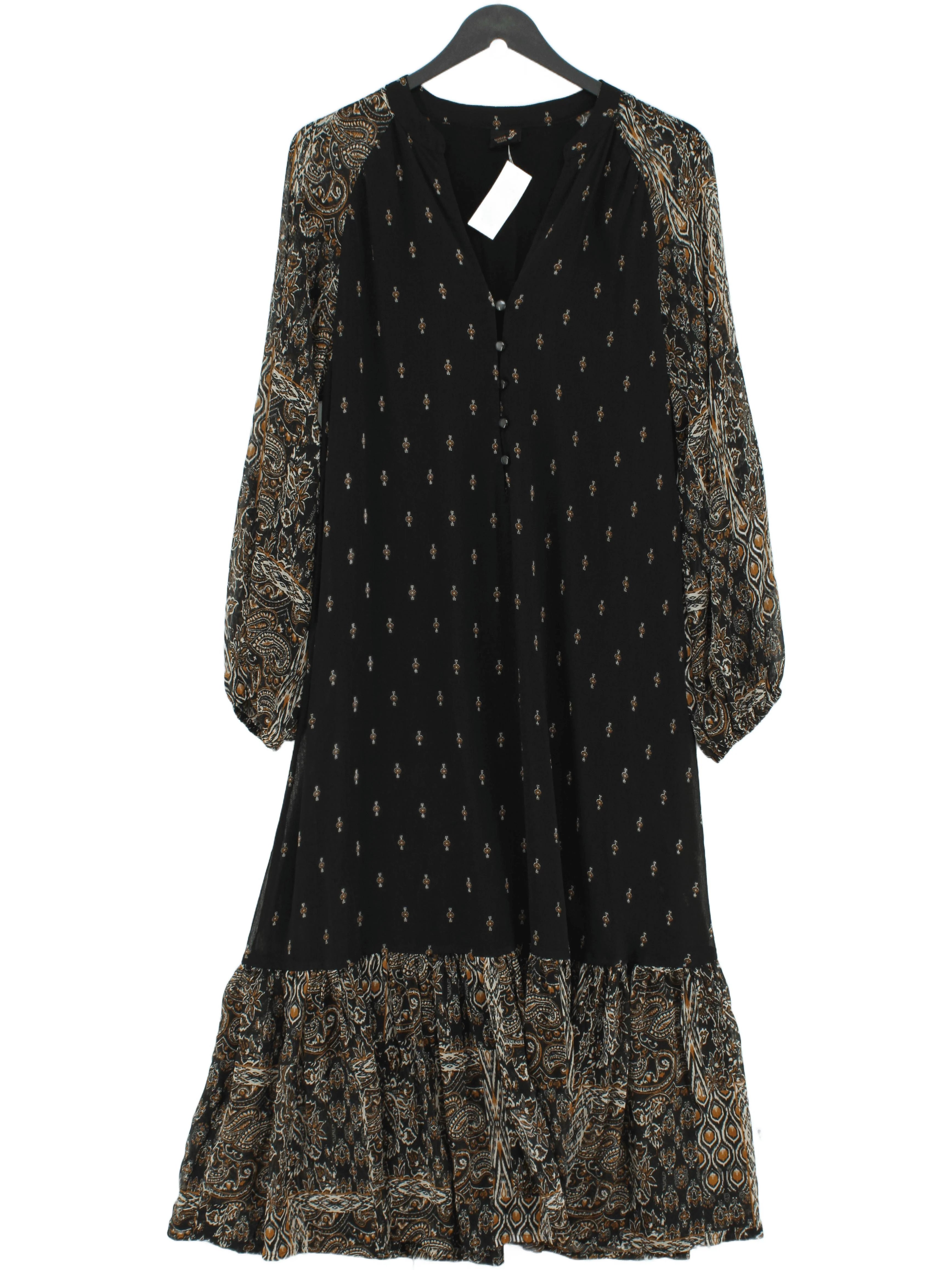 Captain Tortue Shirt Midi Dress UK10 in Black