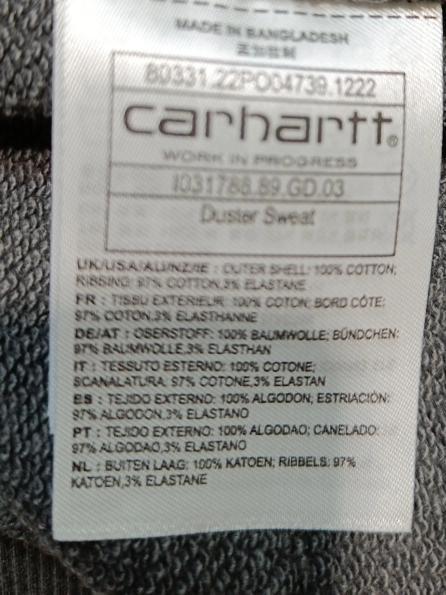 Carhartt Men's Hoodie S Grey Cotton with Elastane Pullover - Image 7