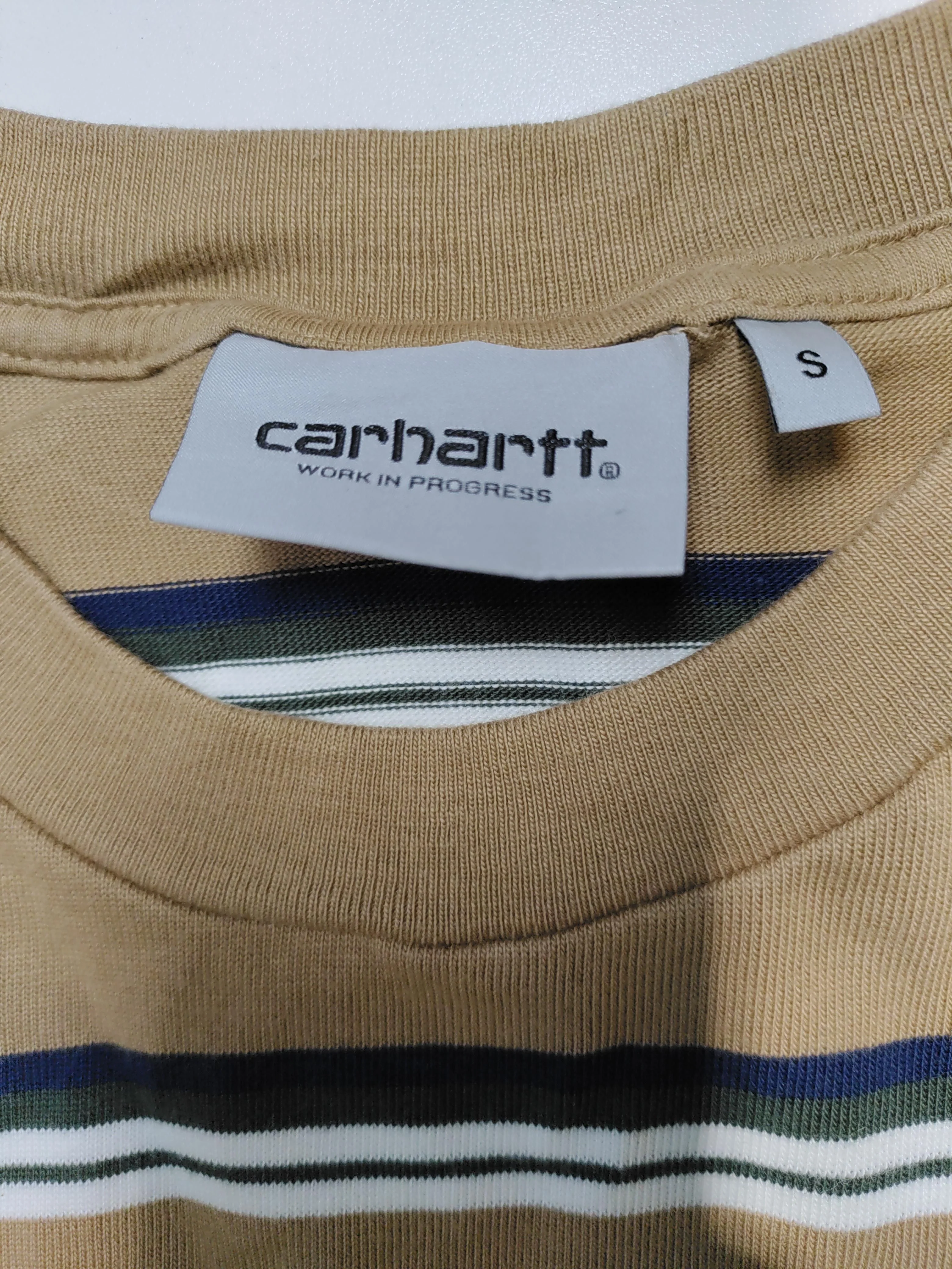 Carhartt Men's T-Shirt S Brown Striped 100% Cotton Basic - Image 5